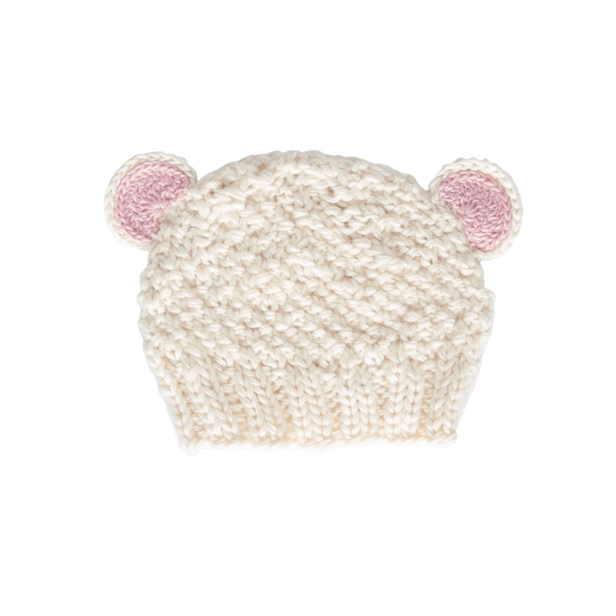 acorn kids bear baby beanie - pink