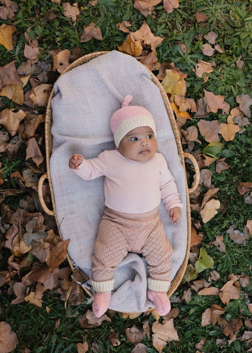 acorn kids springbud baby merino booties - pink