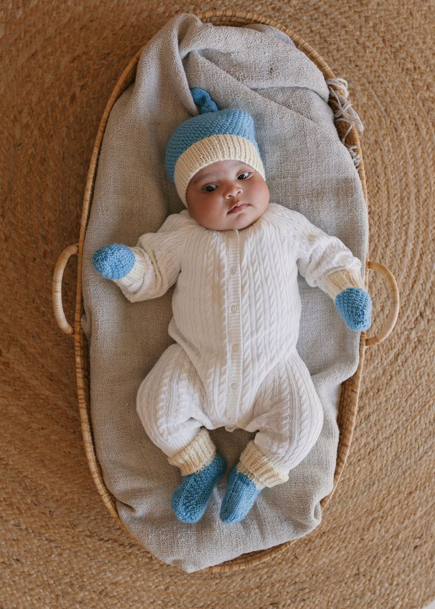 acorn kids springbud baby merino booties - blue