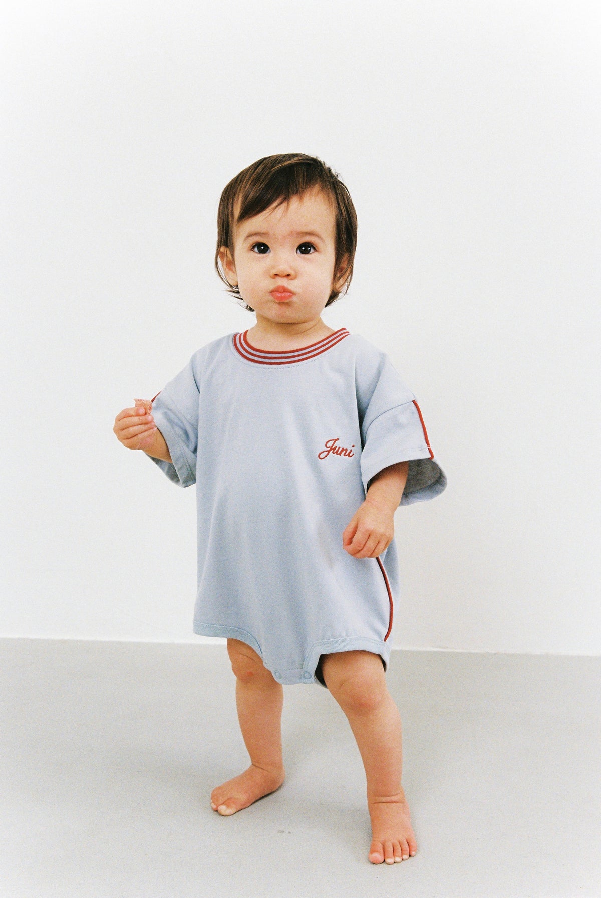 juni jnr riley t-shirt romper - stone blue