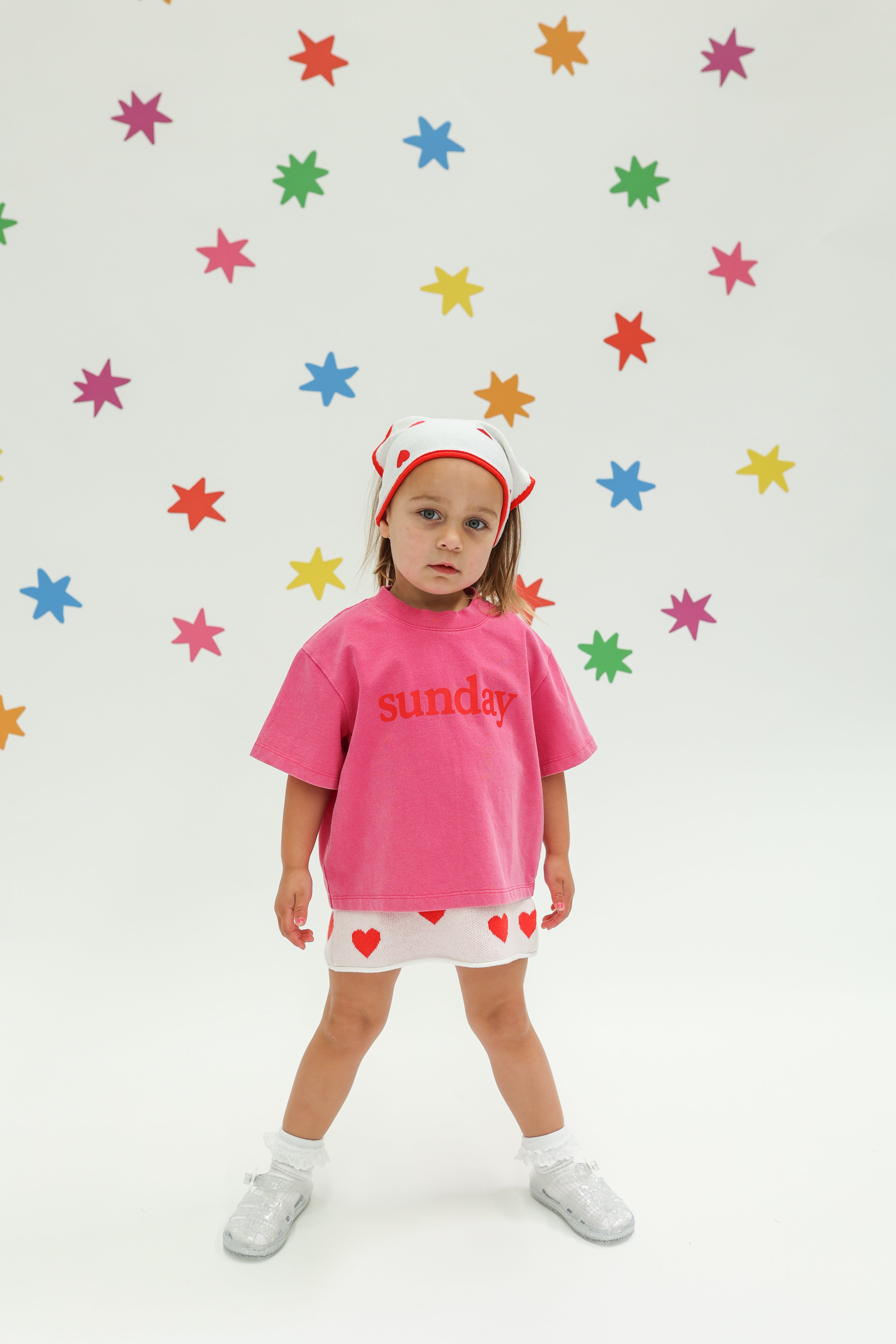 sunday siblings sunday tee - acid wash dark pink