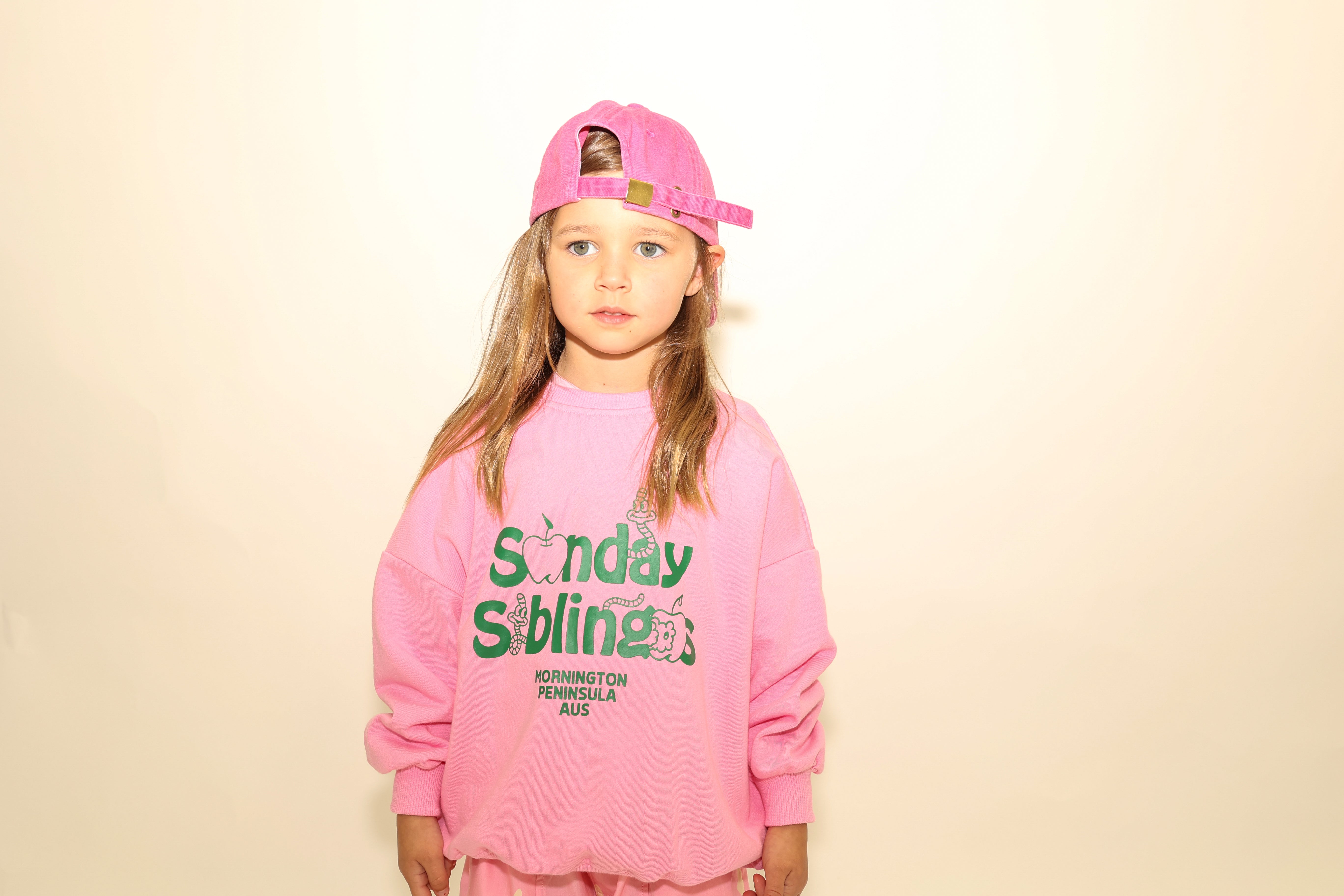 sunday siblings doc sweater - pink + green