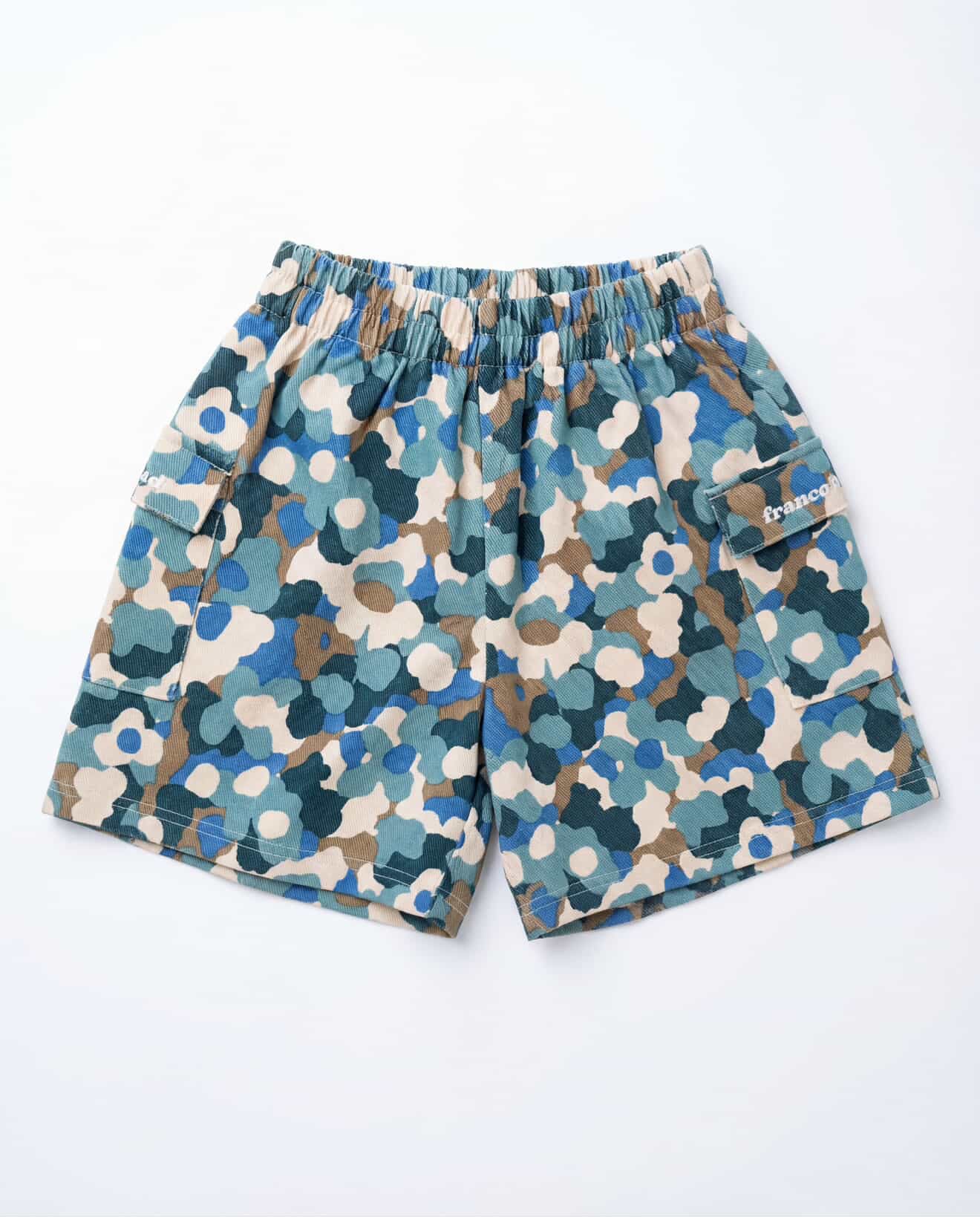 franco's dad blue camo cargo shorts