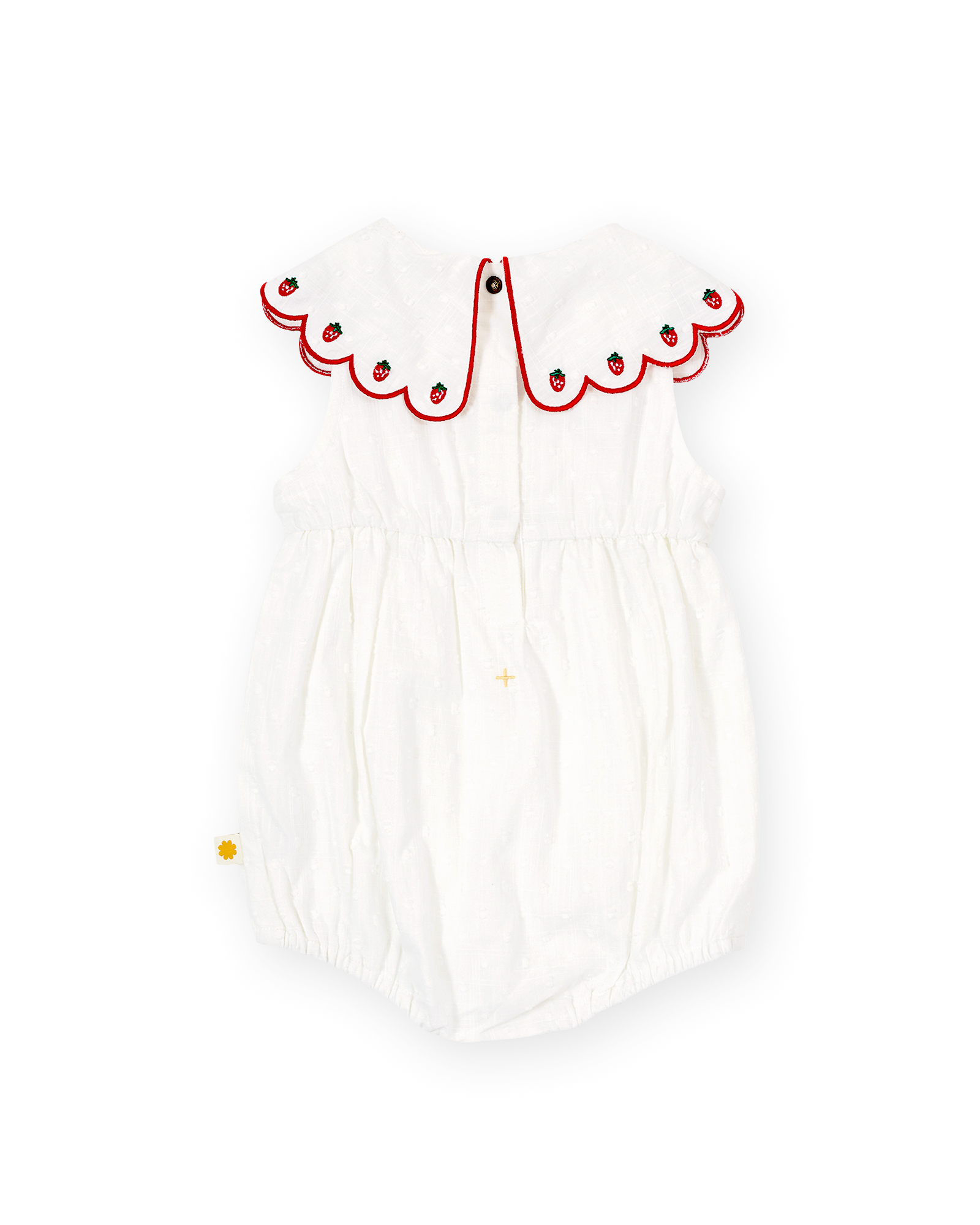 goldie + ace scallop collar strawberry romper - ivory