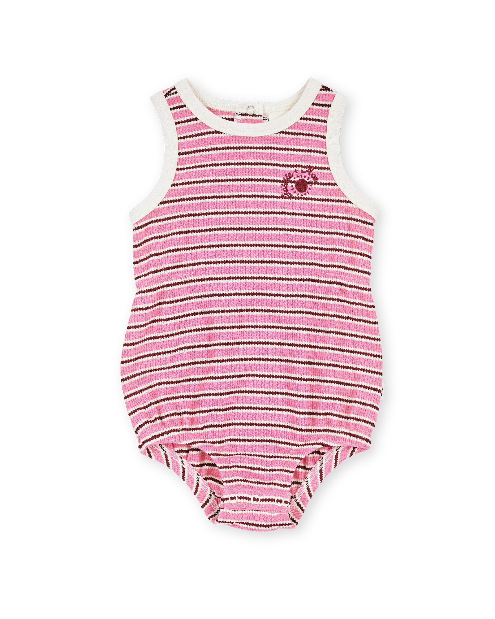 goldie + ace waffle bubble romper - pink stripe