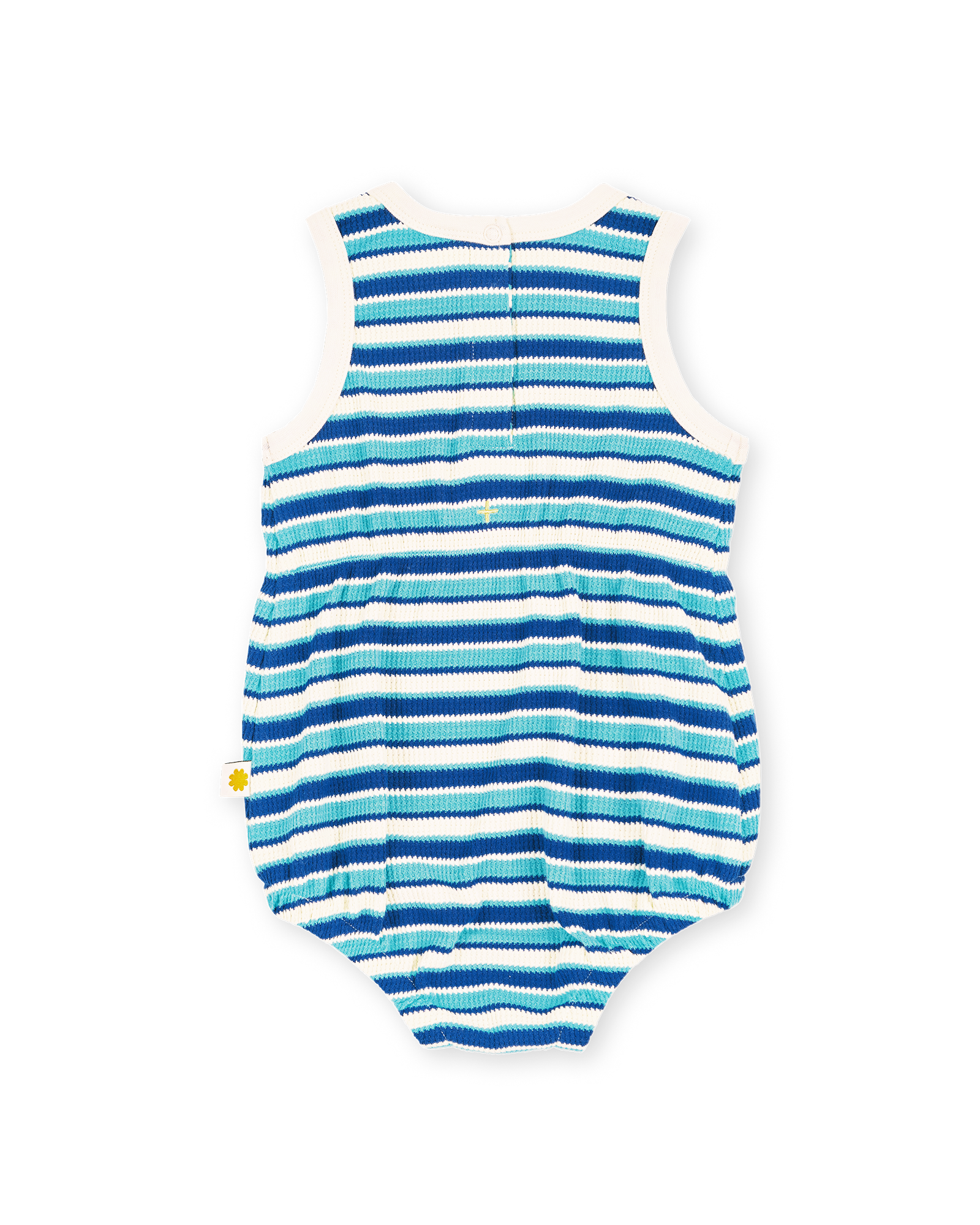 goldie + ace waffle bubble romper - blue stripe
