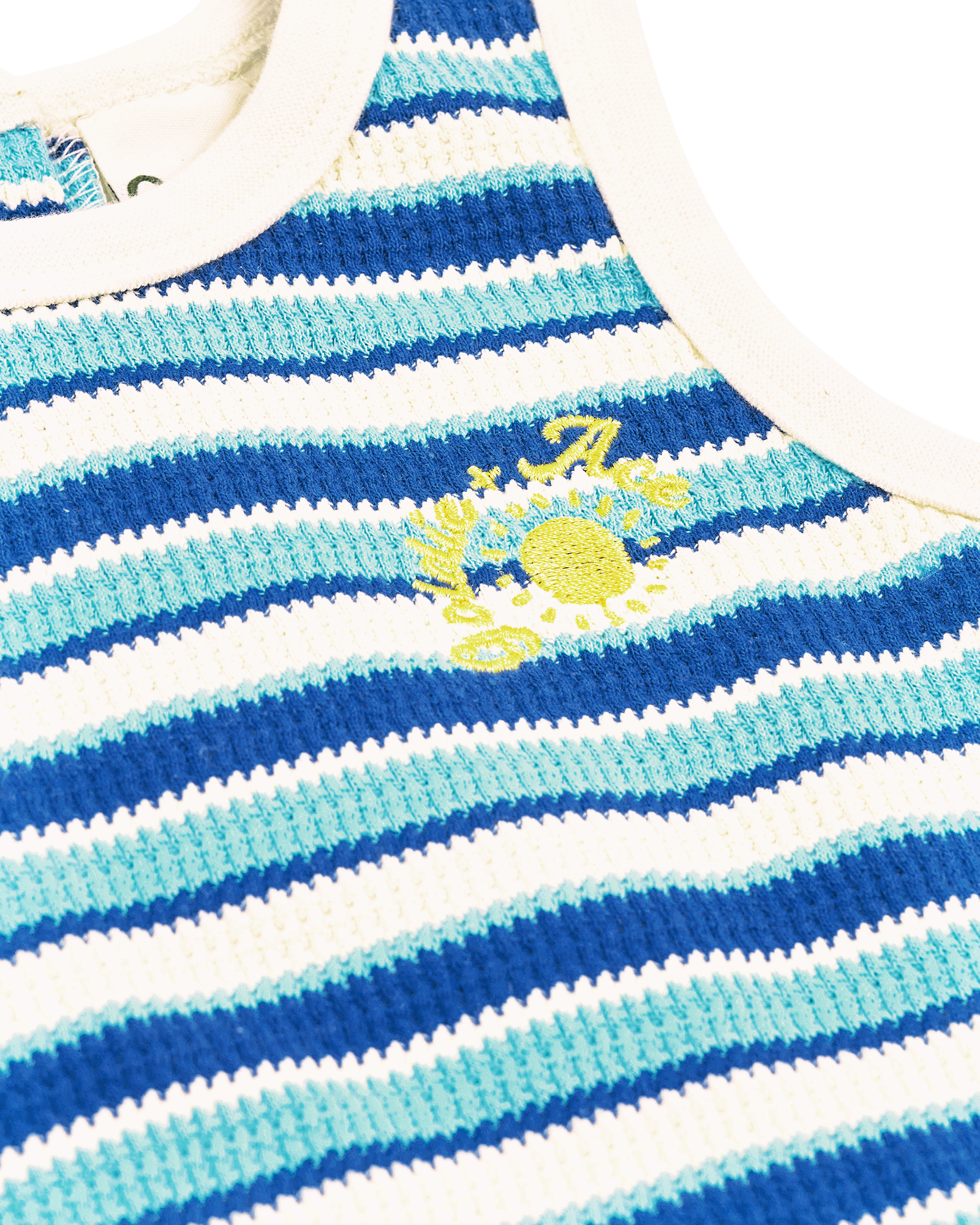 goldie + ace waffle bubble romper - blue stripe