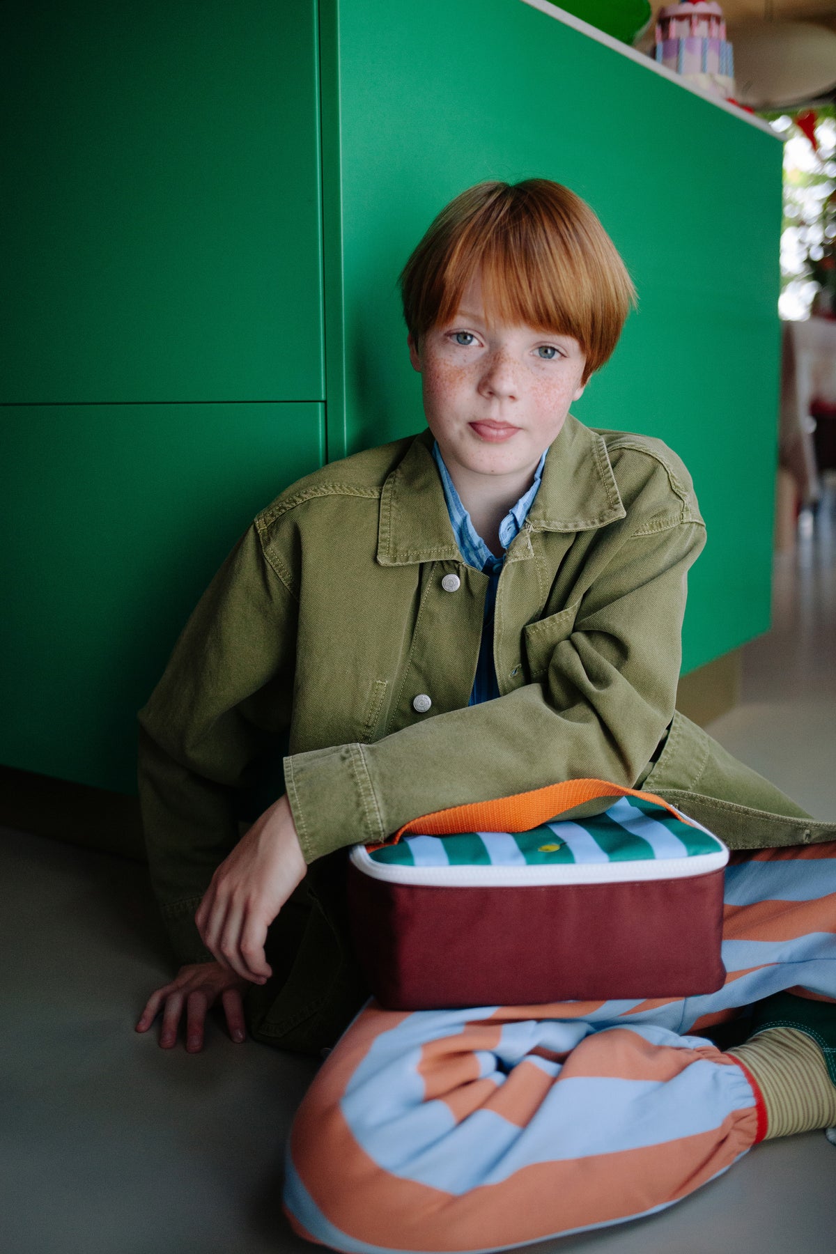 sticky lemon cooler bag - sticky memories / stripes + grass green (pre order)