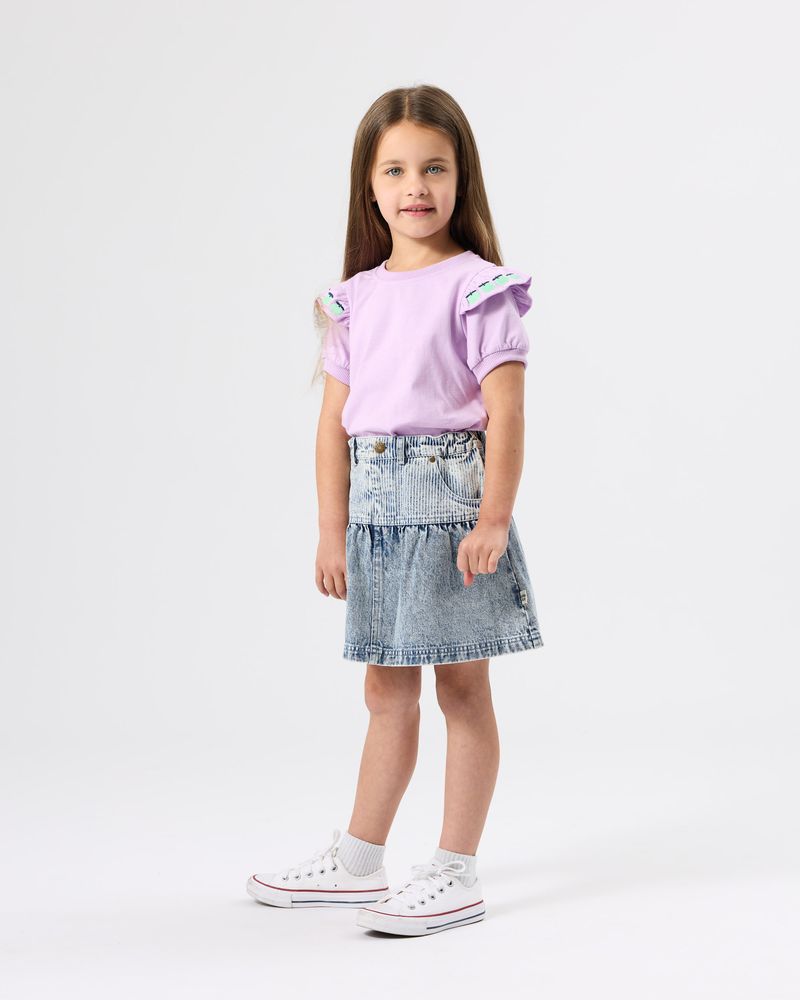goldie + ace pinstripe peplum denim skirt
