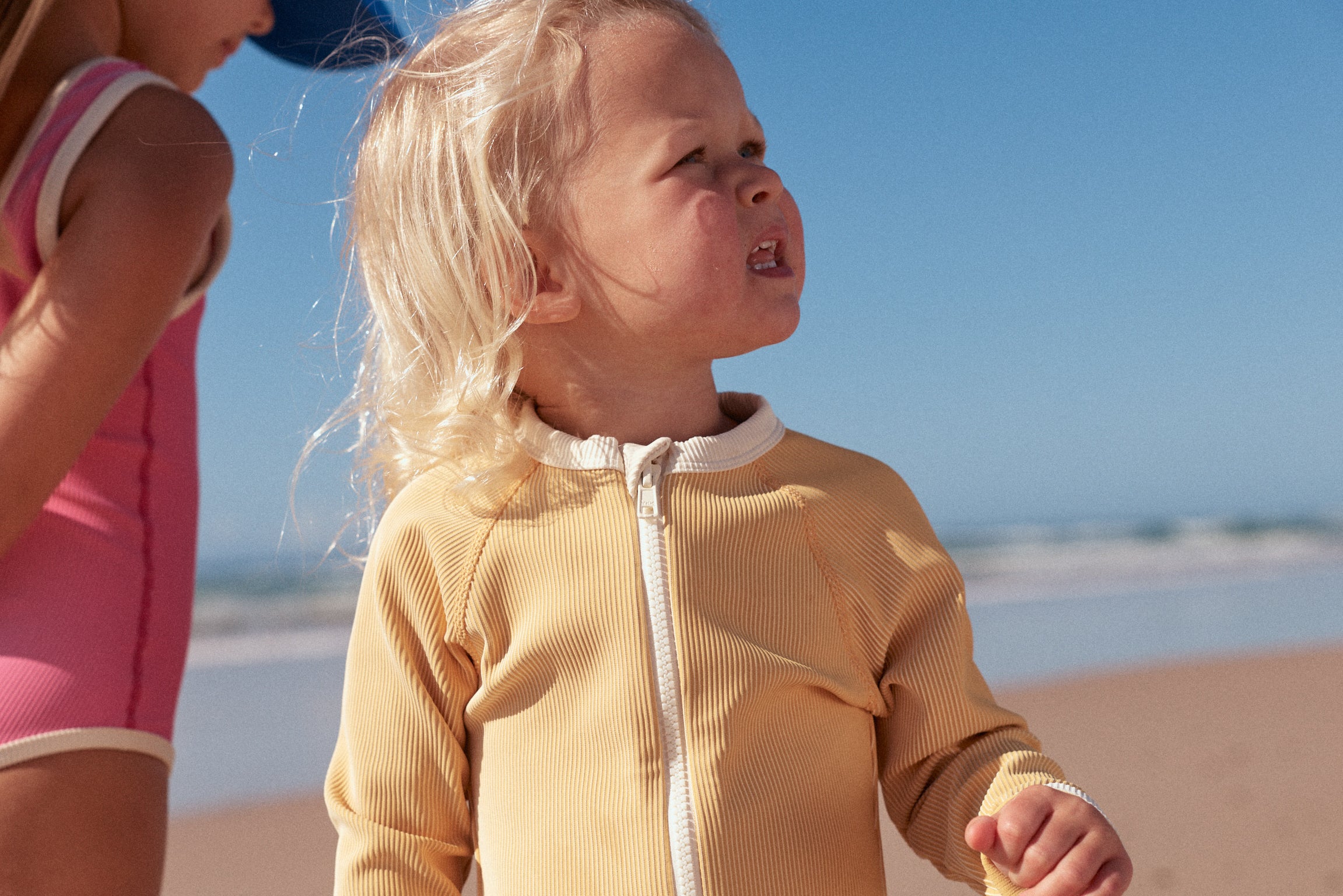 zulu & zephyr mini stripe rib surf suit - marigold