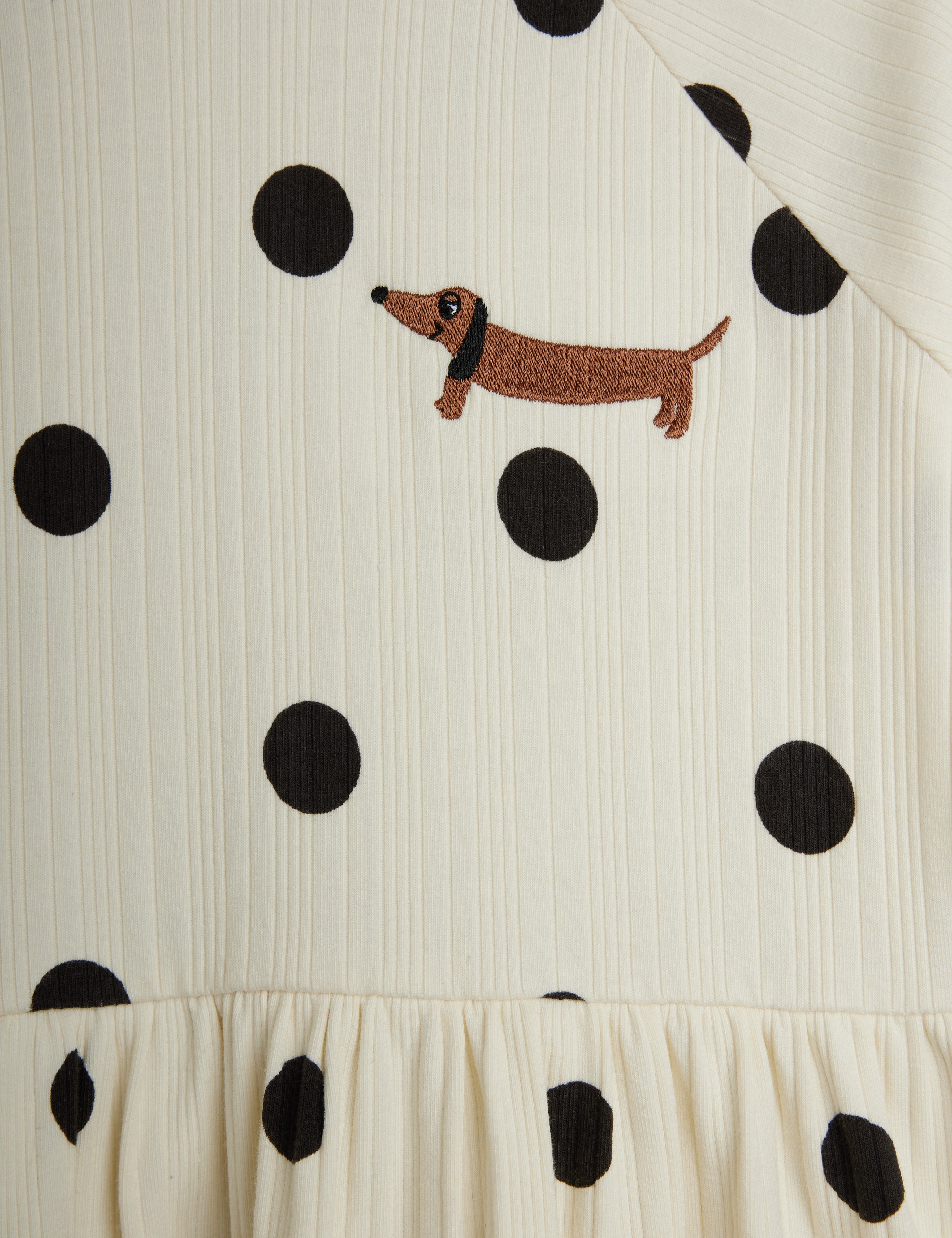 mini rodini dots aop dog trumpet sleeve dress - offwhite