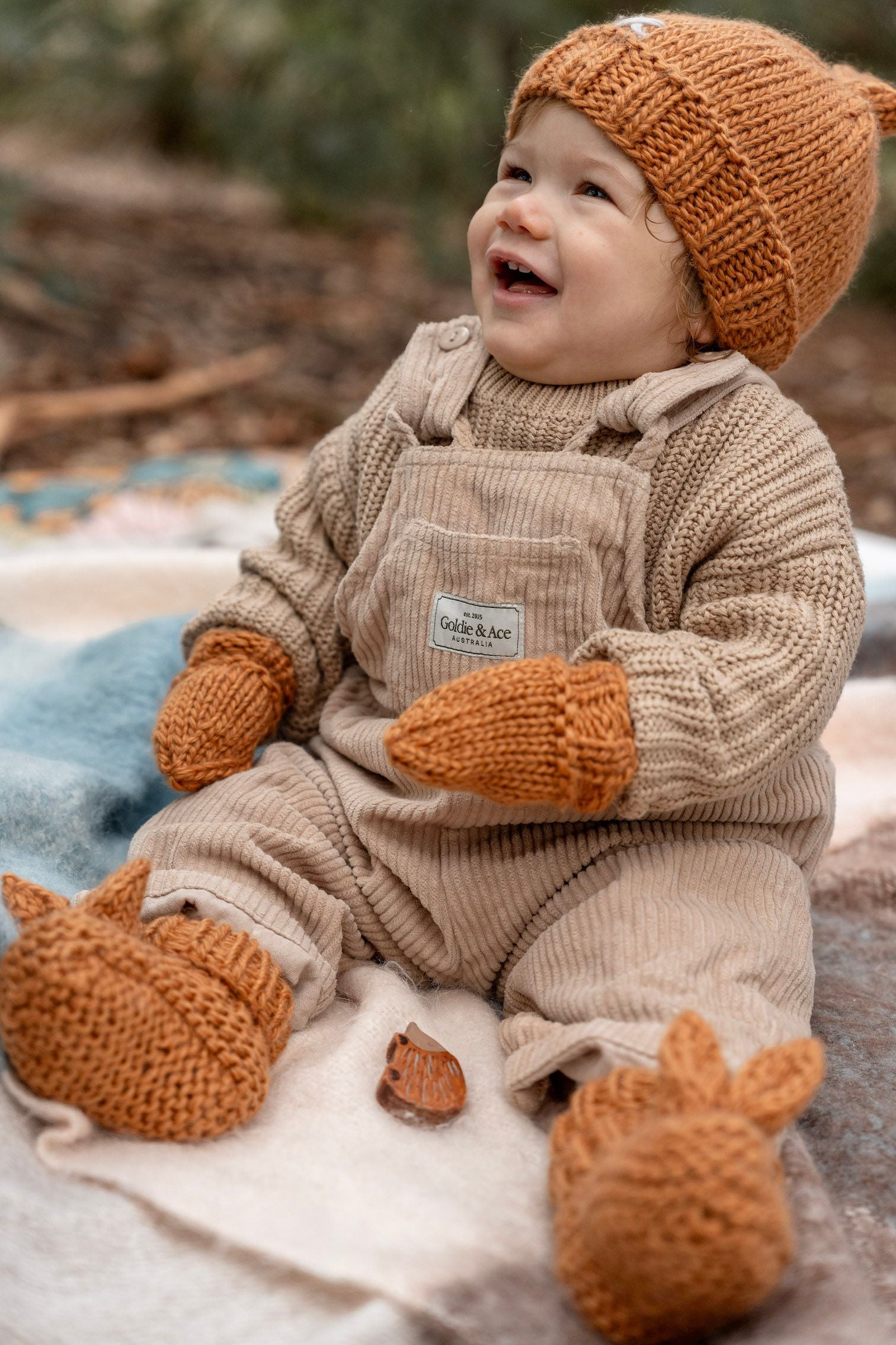 acorn kids cottontail baby mittens - cream