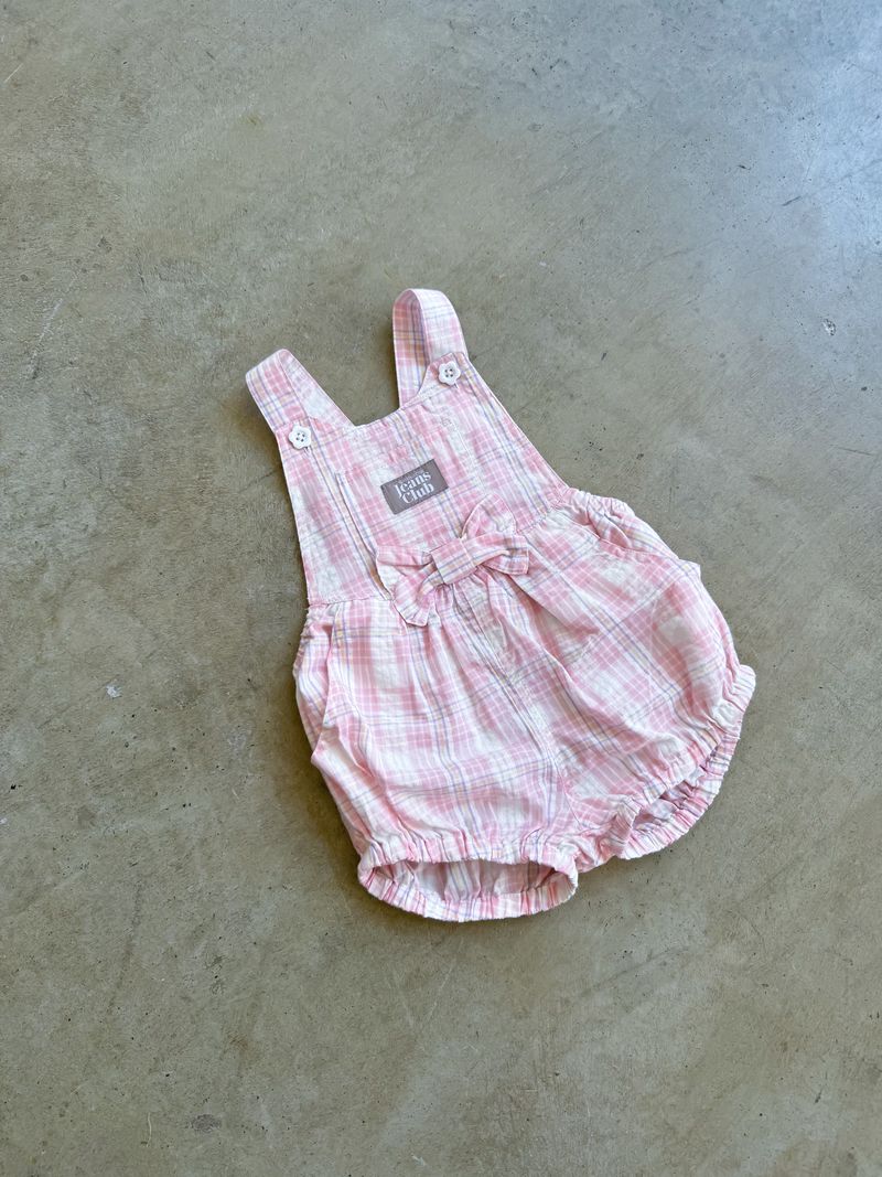 twin collective bowie bubble romper - pink check