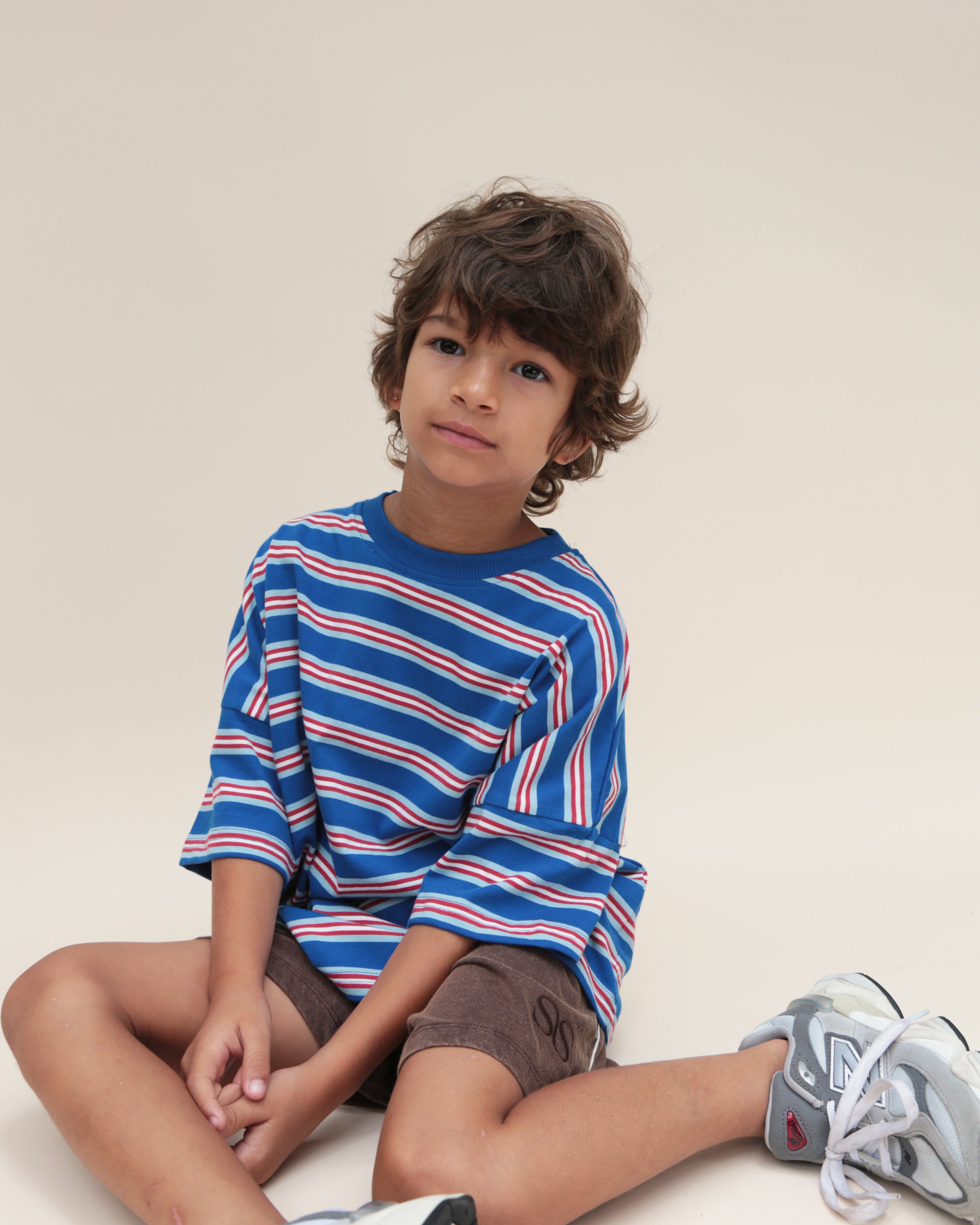 summer and storm oversized tee - blue retro stripe