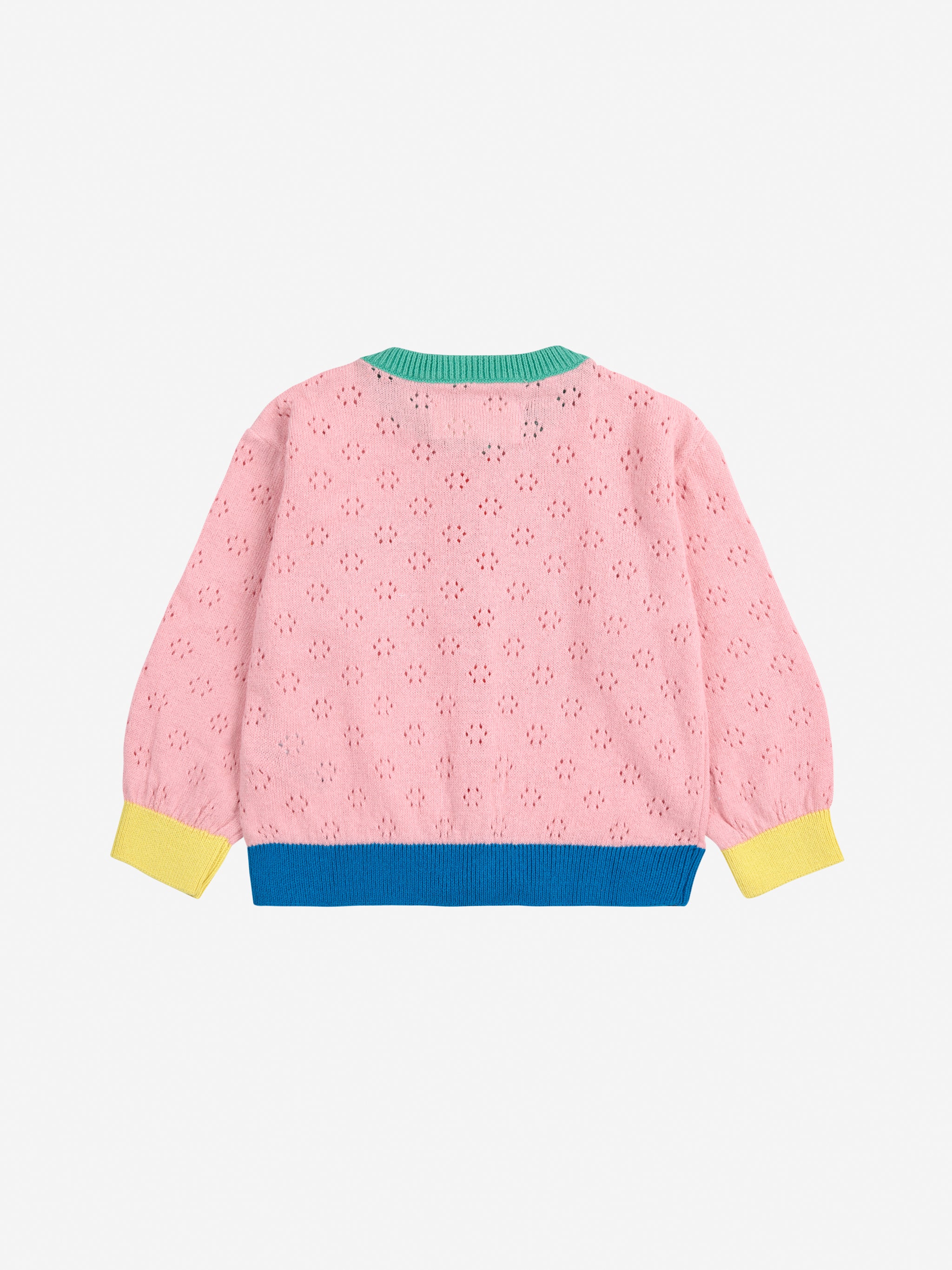 bobo choses baby colour block open work cardigan