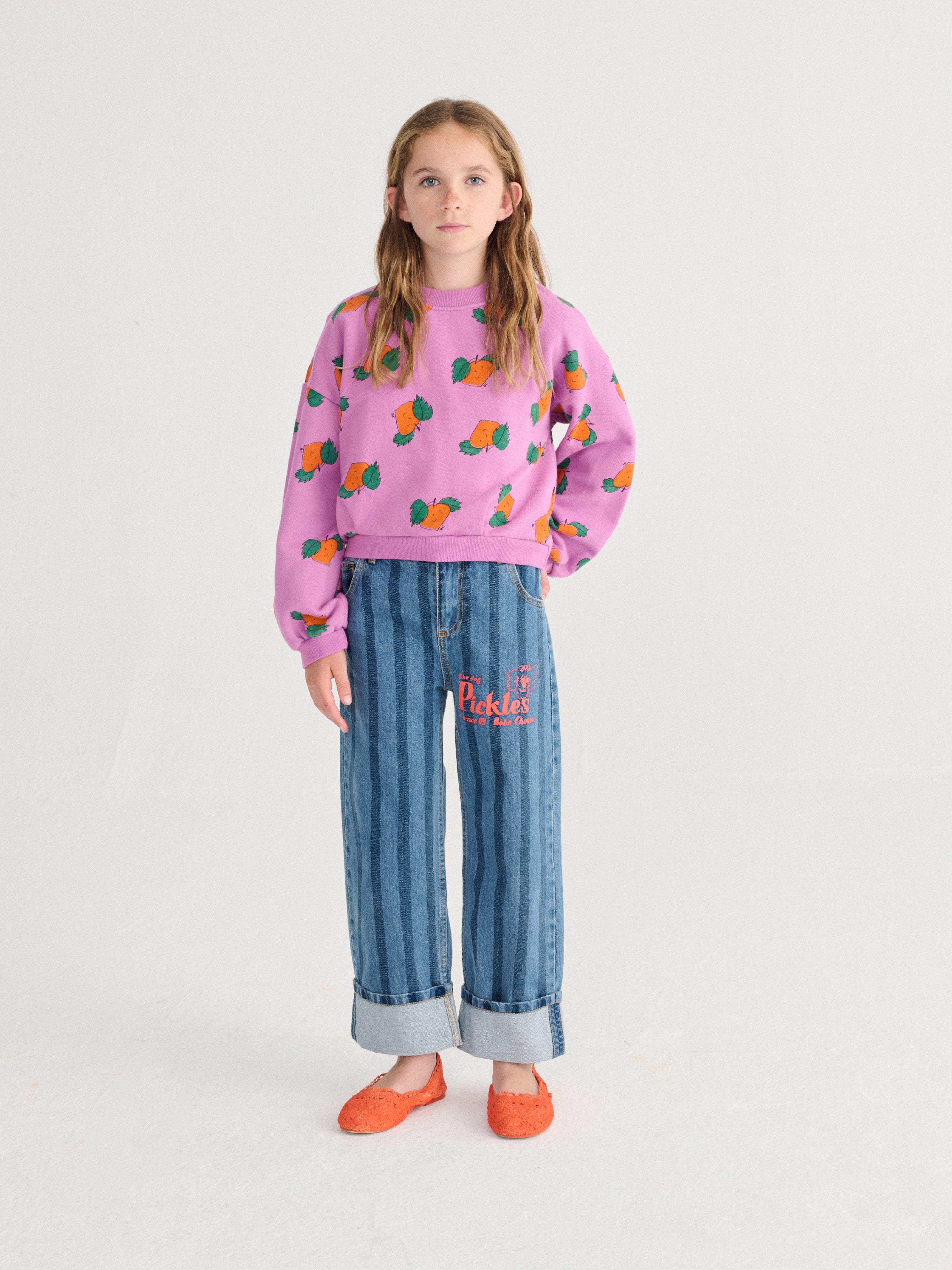 bobo choses tangerine all over cropped sweatshirt