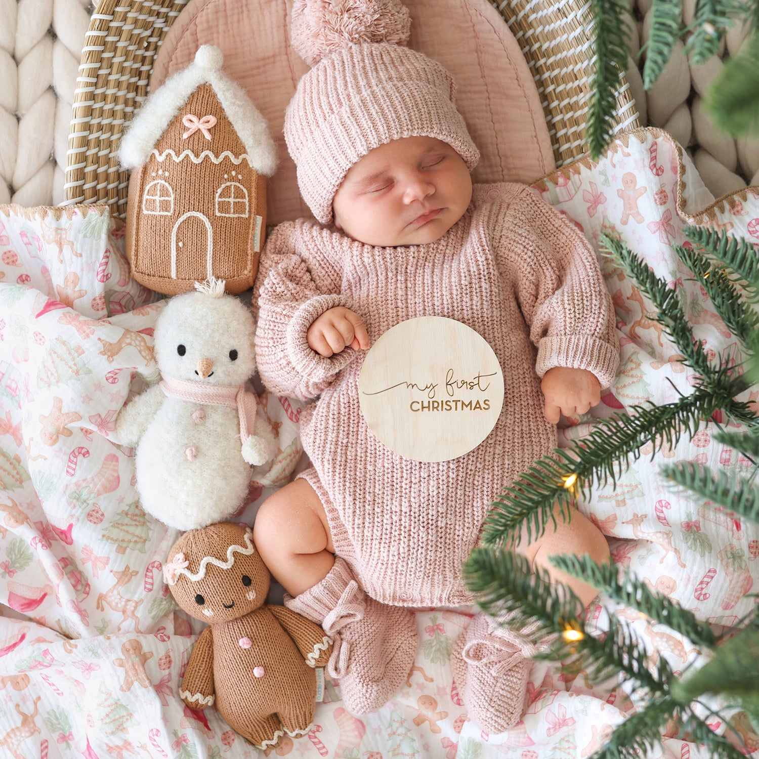 cuddle + kind baby holiday snowman - blush