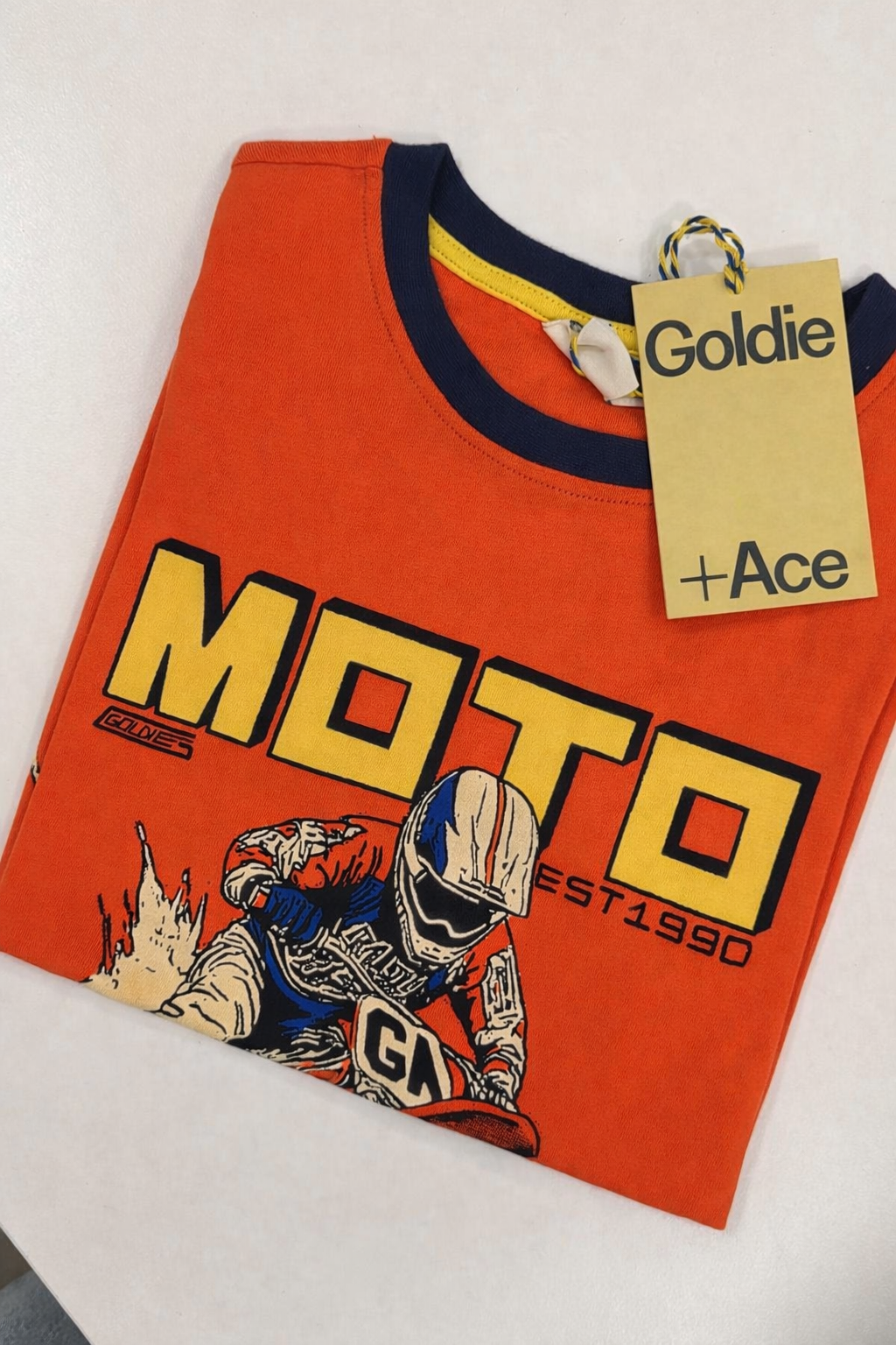 goldie + ace moto ringer t-shirt - red