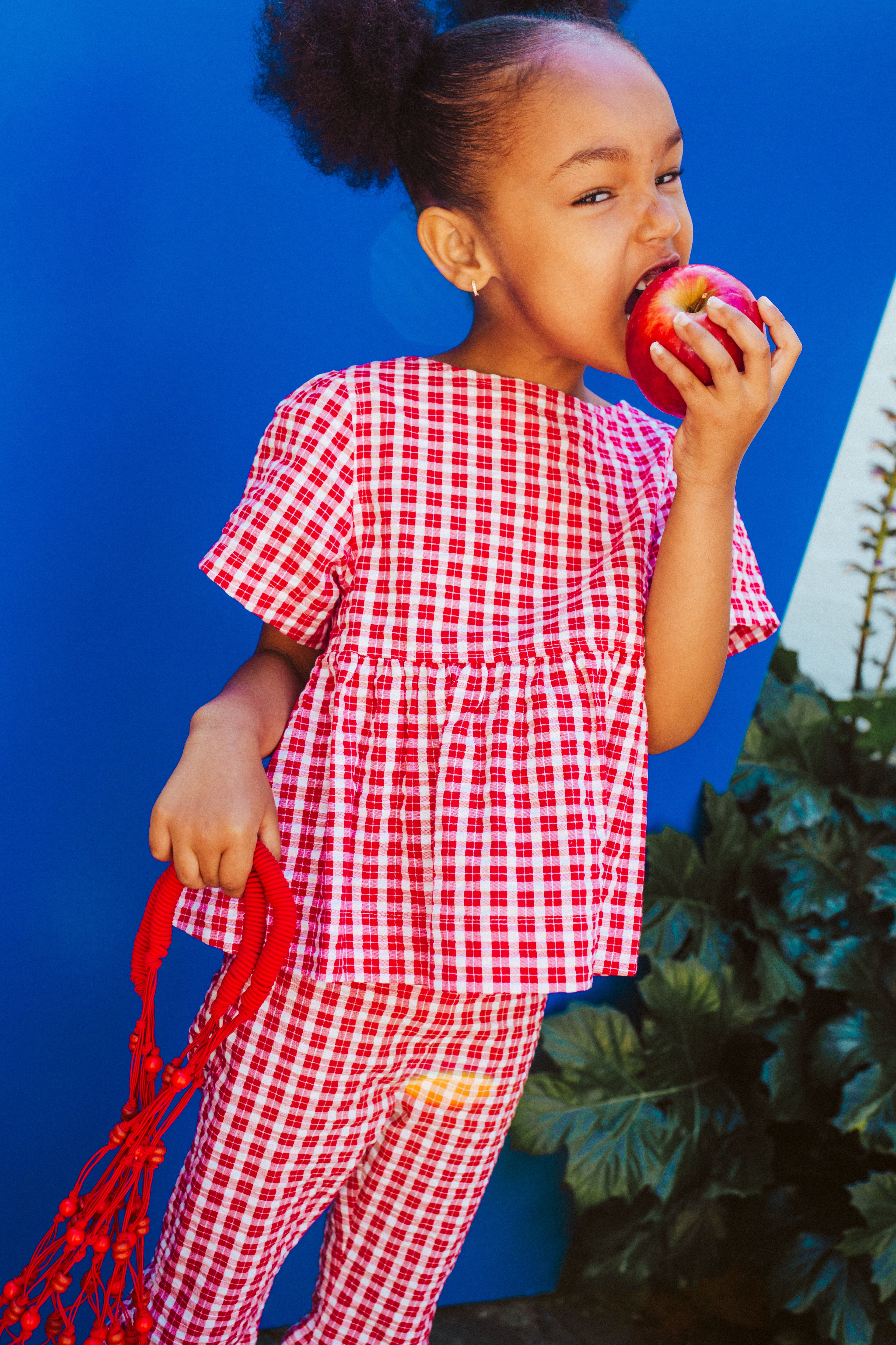 cubby poppy top - ruby check