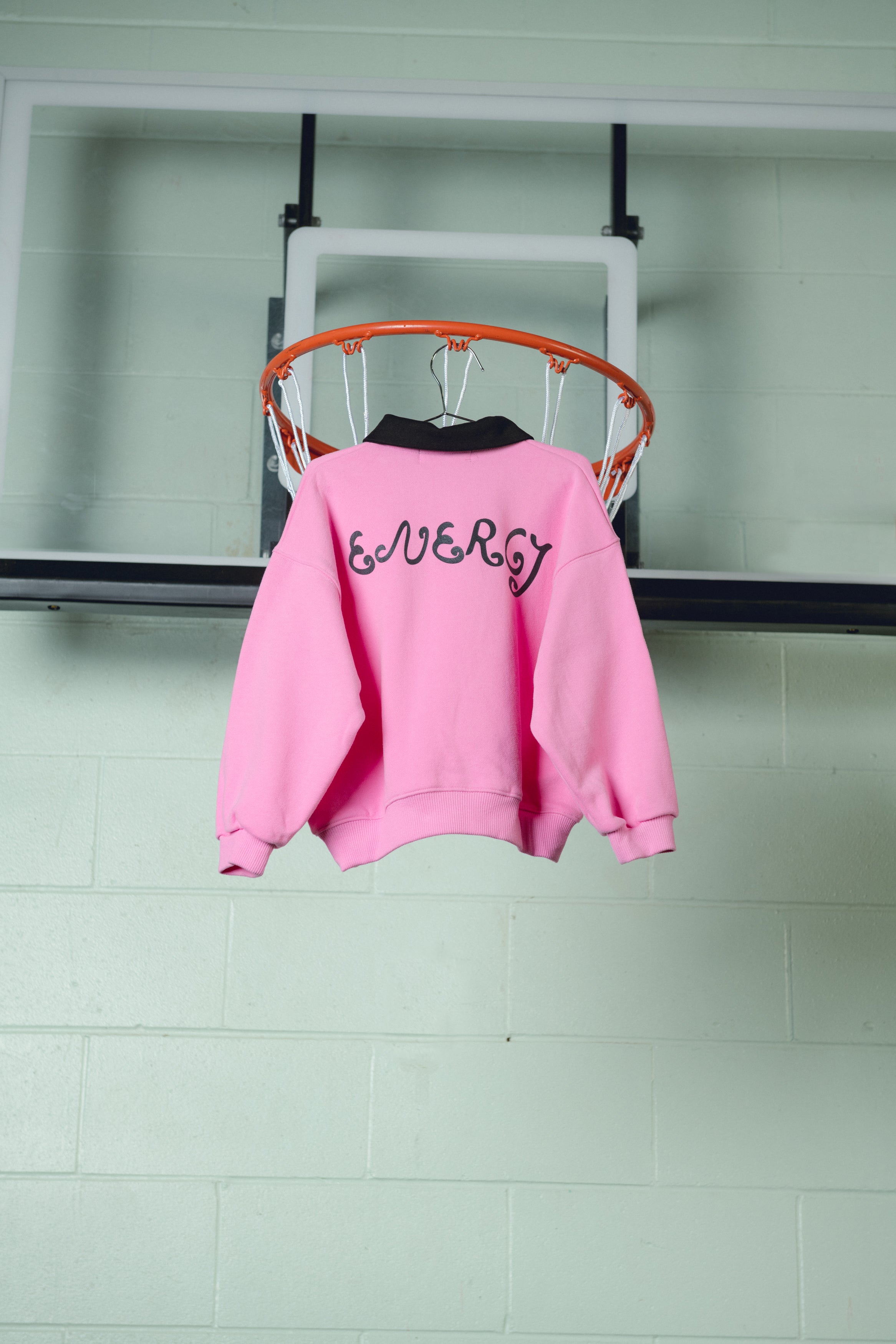 extra extra collar fleece crewneck- pink / black