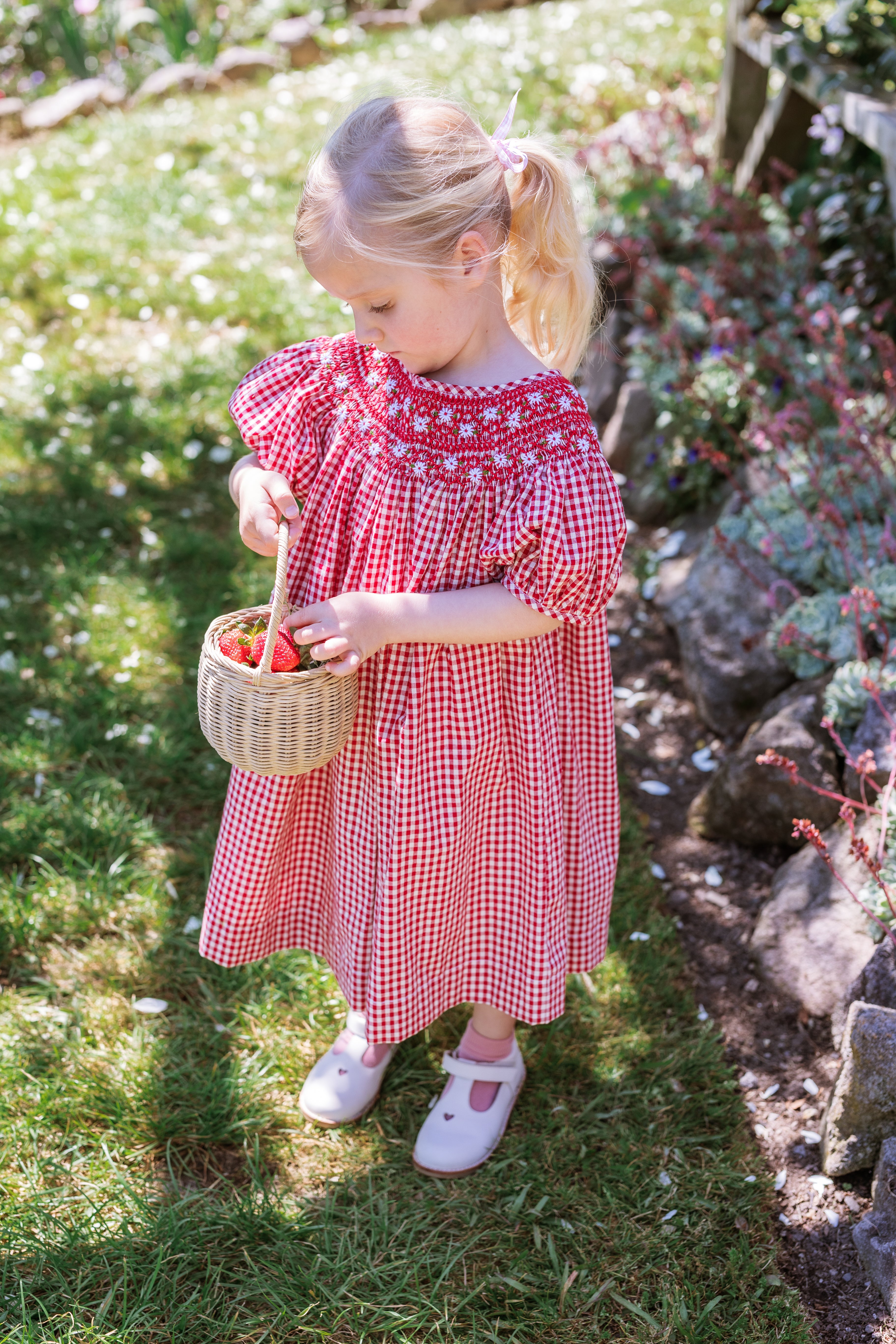 elma celeste dress - strawberry gingham - pre order