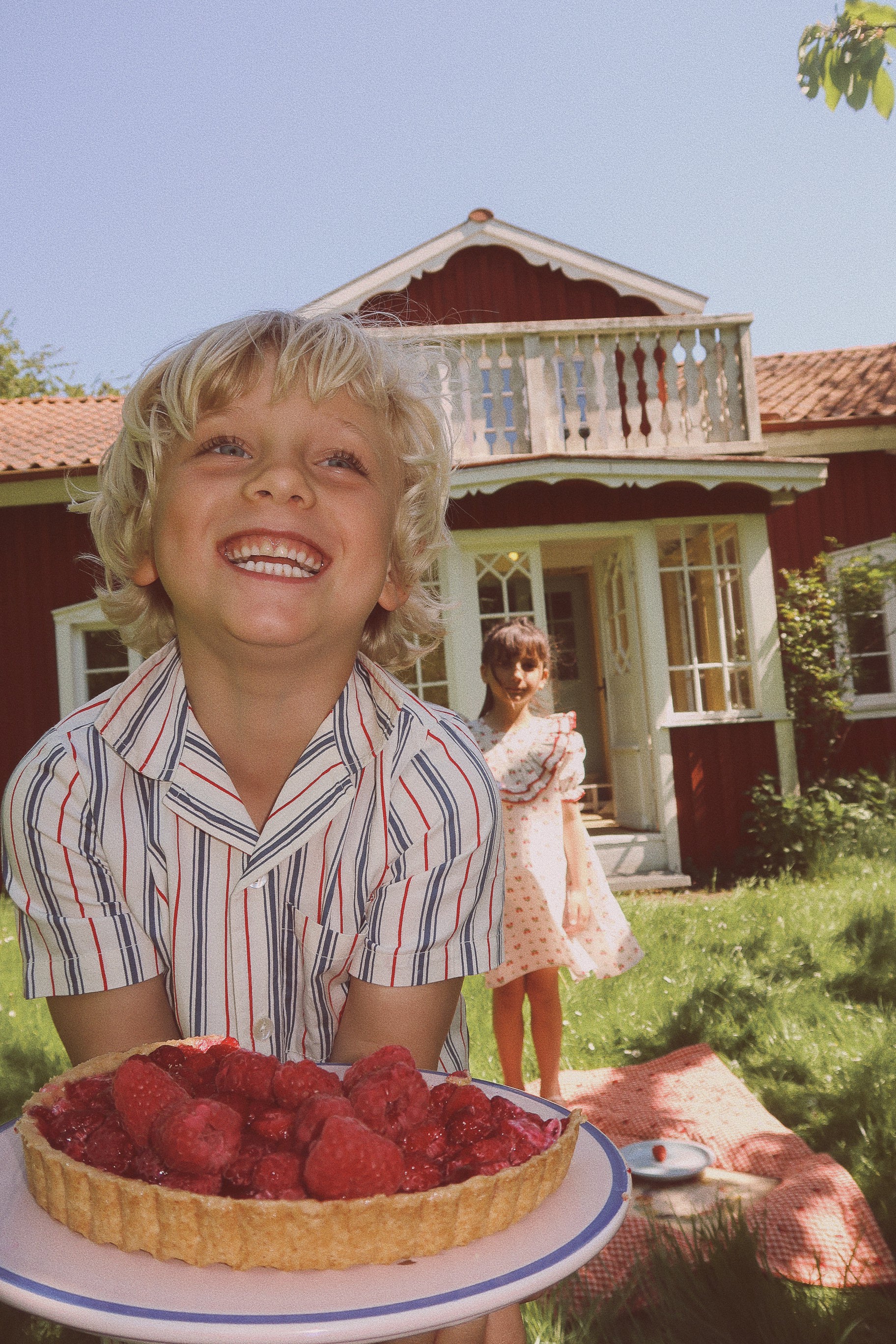 flöss miles ss shirt - red / blue stripe