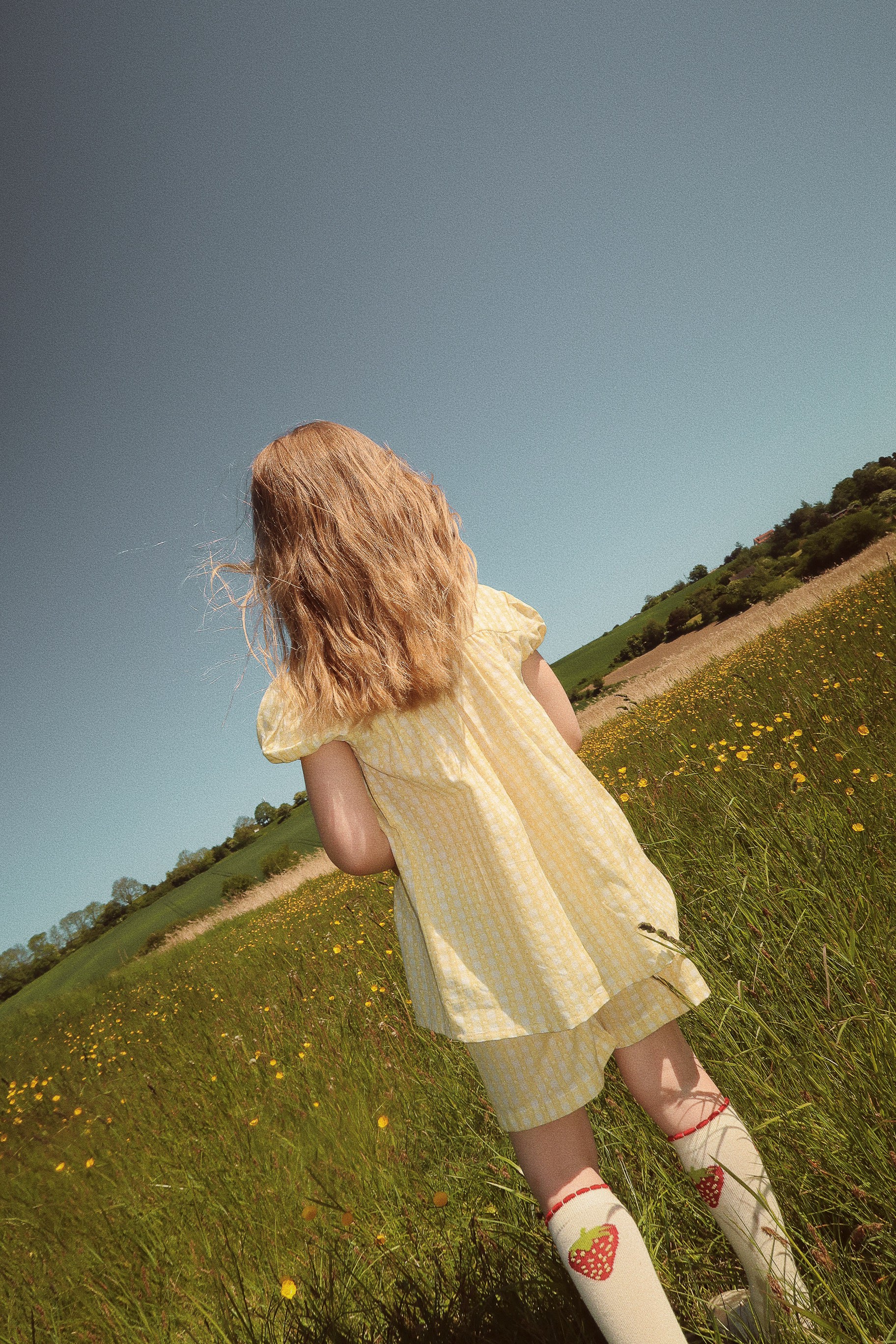 flöss olivia ss shirt - soft yellow heart gingham - pre order