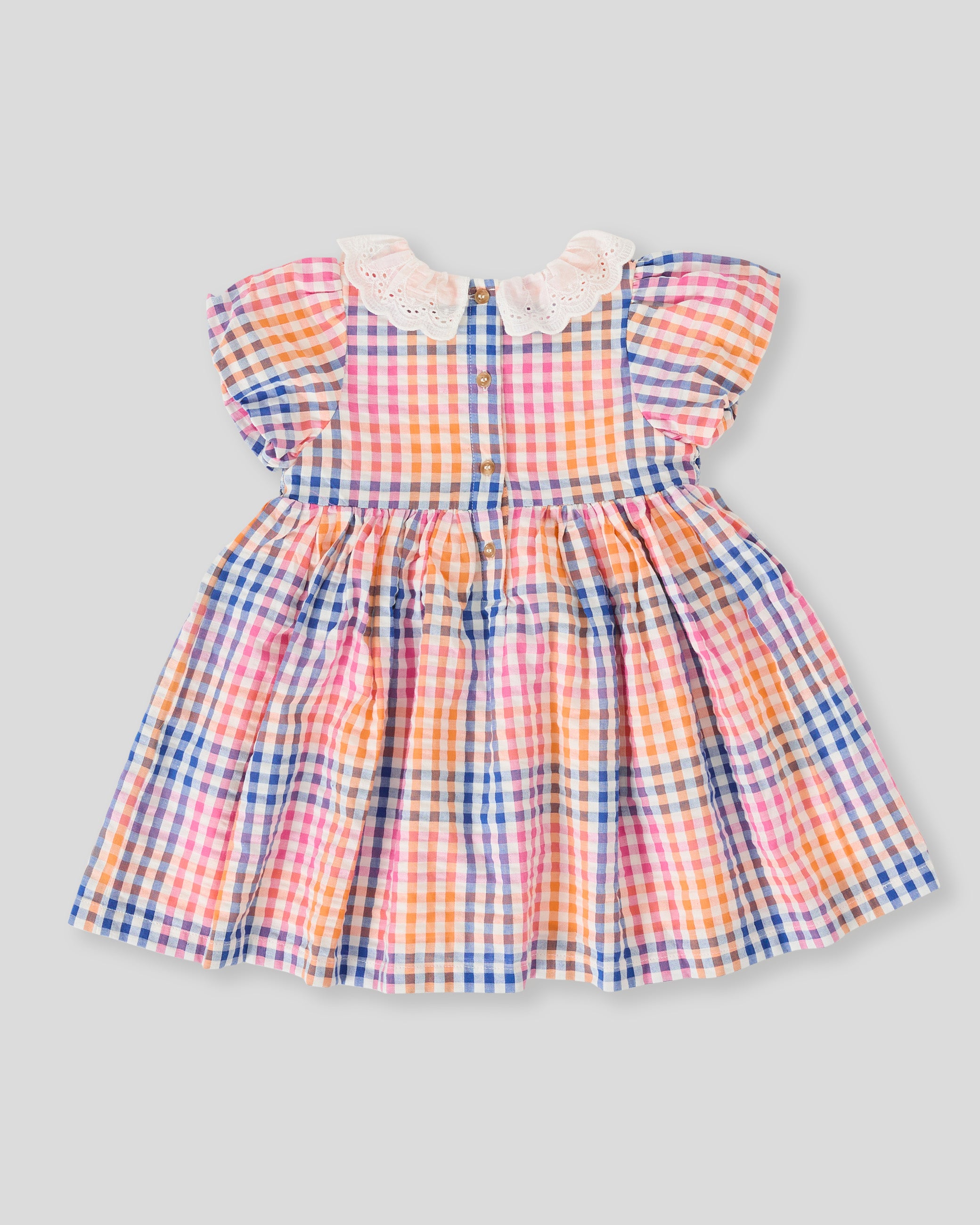 goldie + ace rainbow gingham flo smocked dress