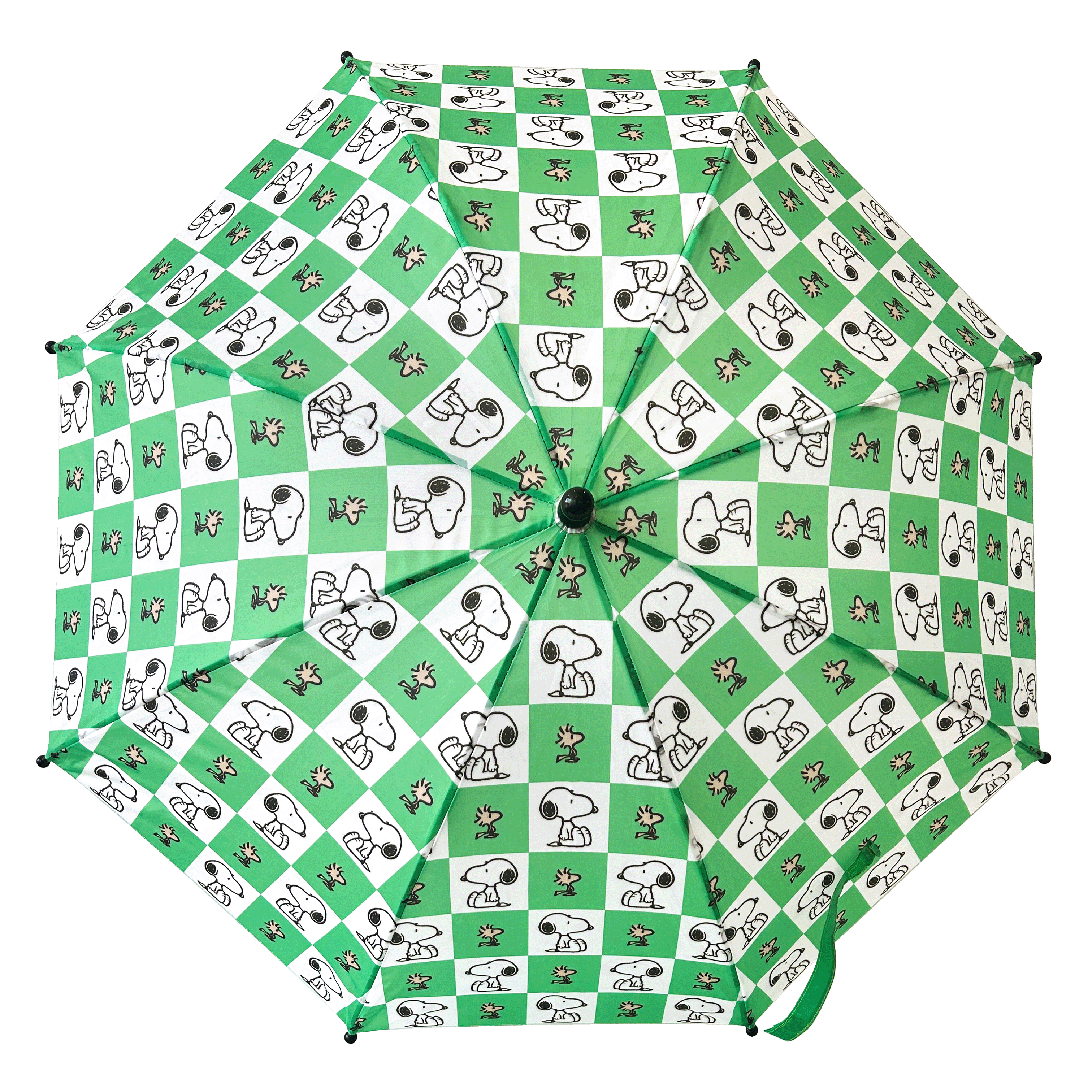peanuts umbrella - green checkerboard