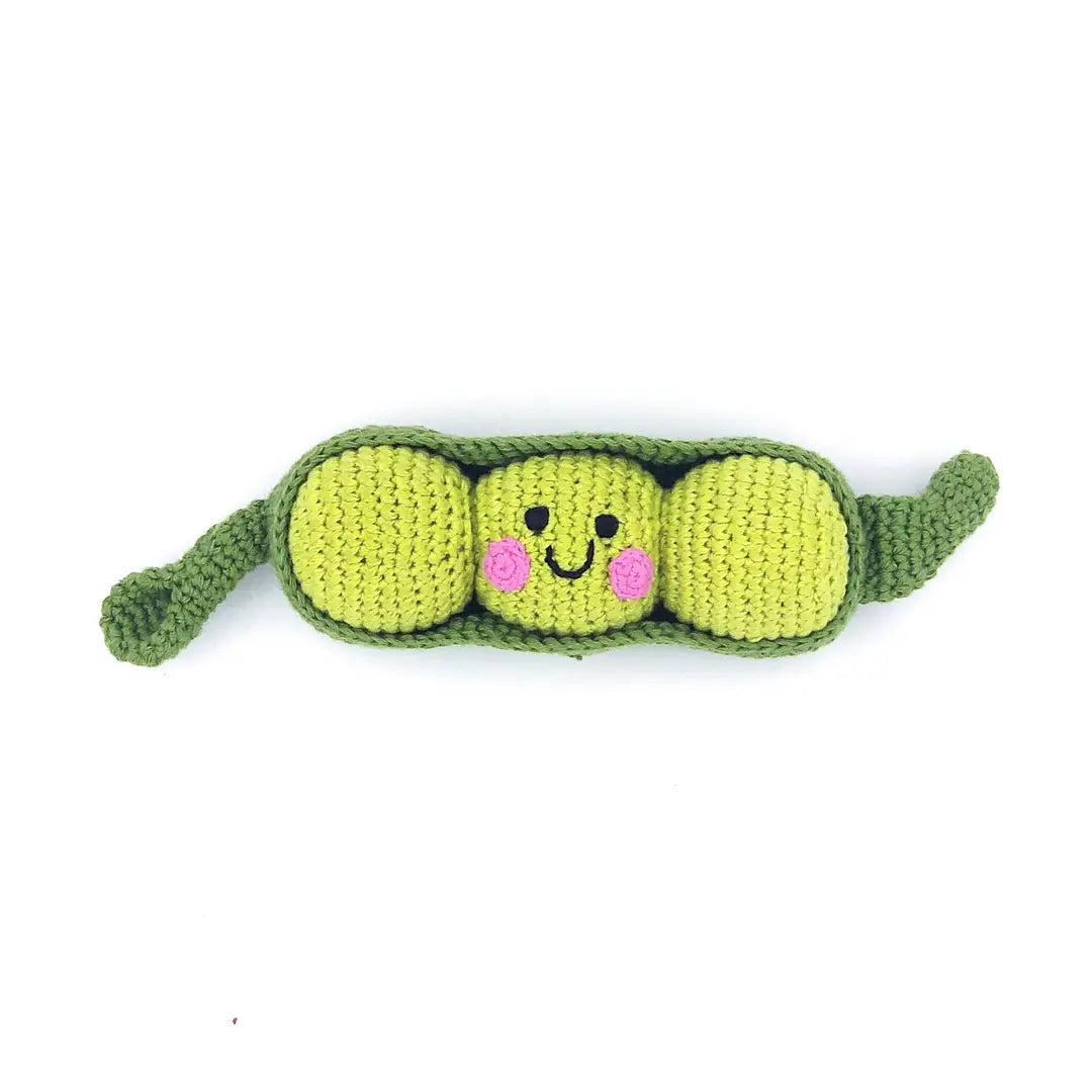 pebble child happy green pea pod rattle