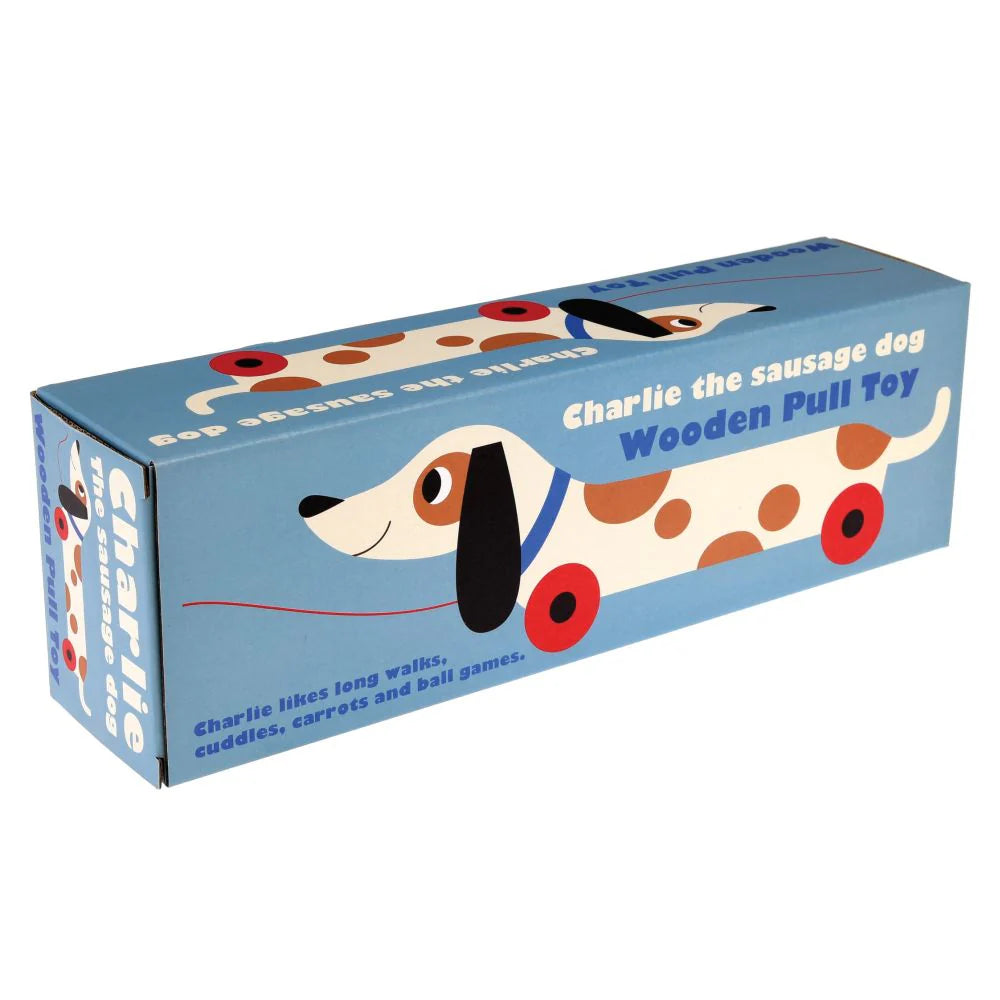 rex london wooden pull toy - charlie