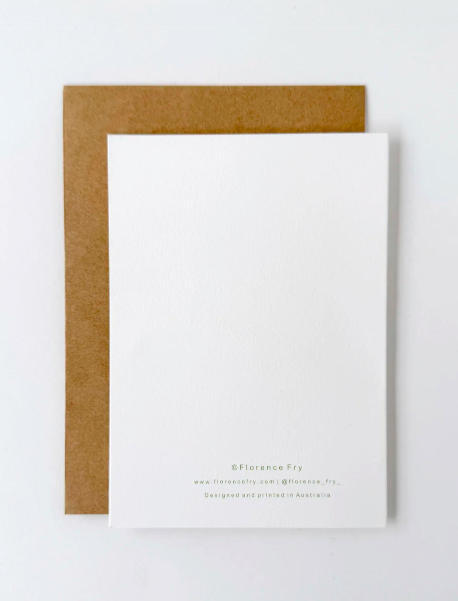 florence fry hello baby elephant card - butter yellow