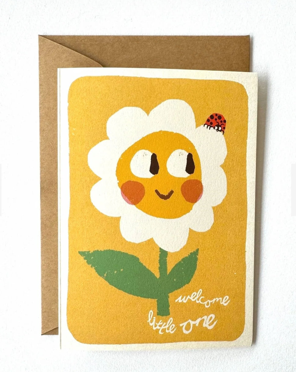 florence fry welcome little one card - sunflower