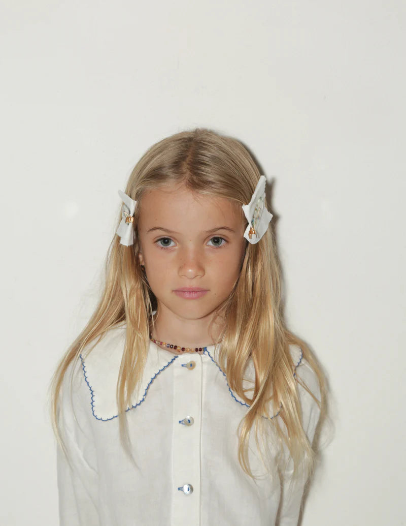 summer and storm celine blouse - natural and blue (pre order)