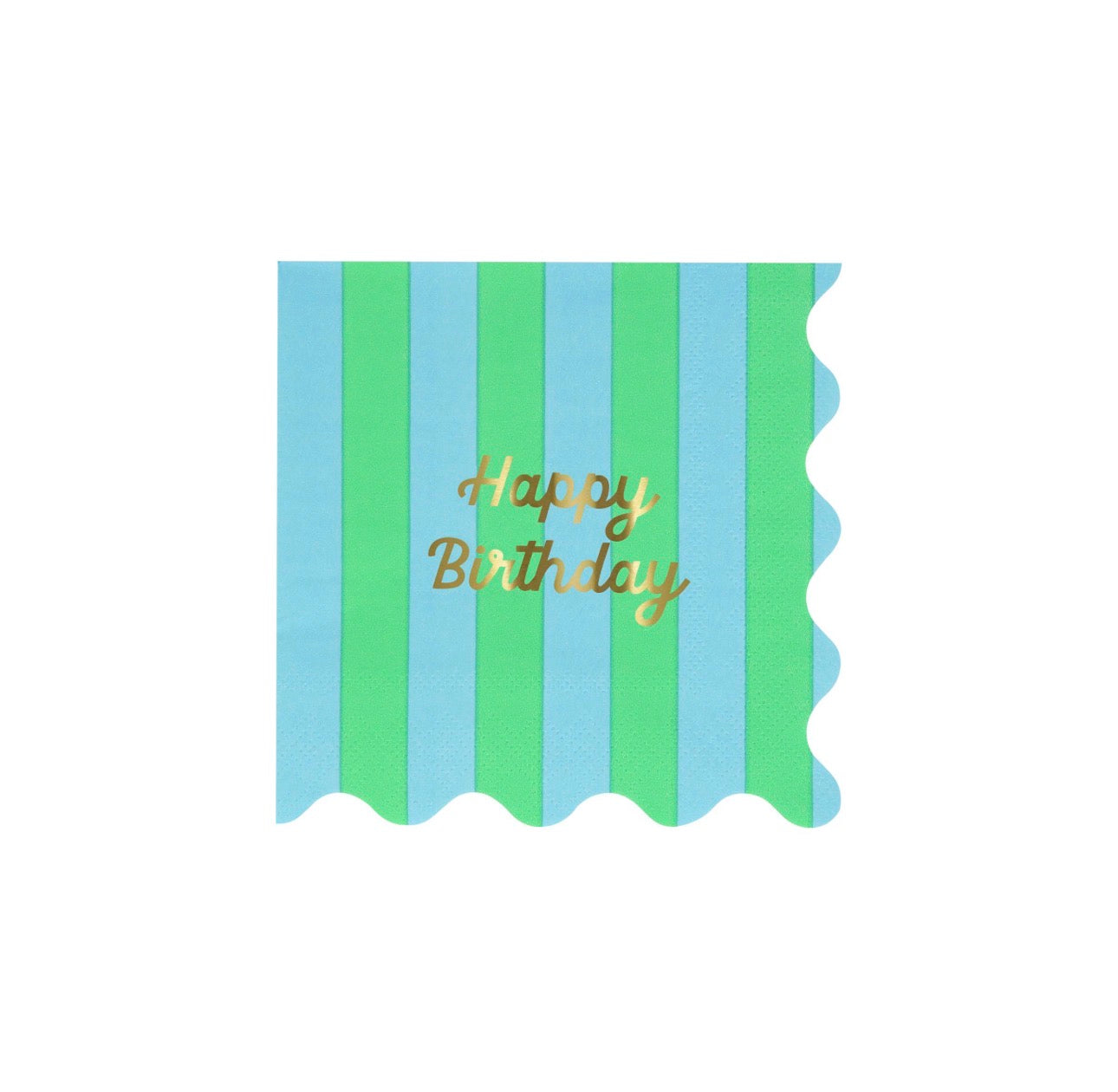 meri meri stripe happy birthday napkins (pack of 16 in 8 colours)
