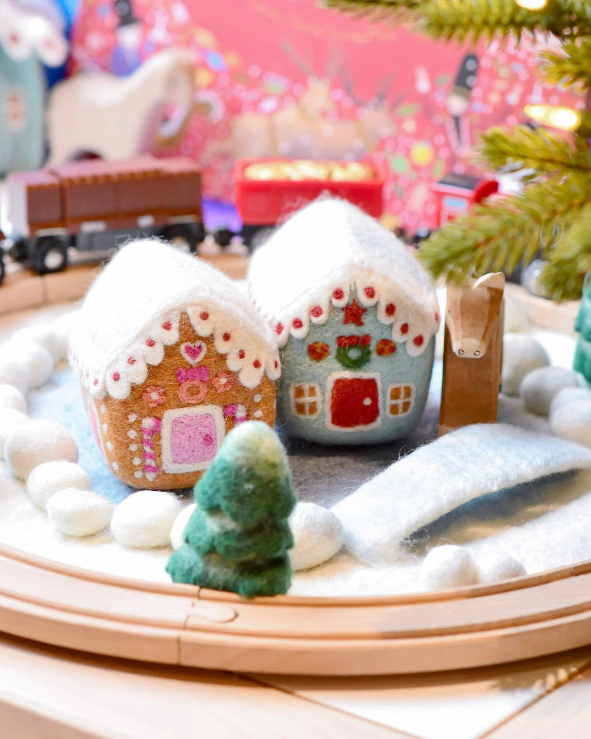 tara treasures felt pink gingerbread house
