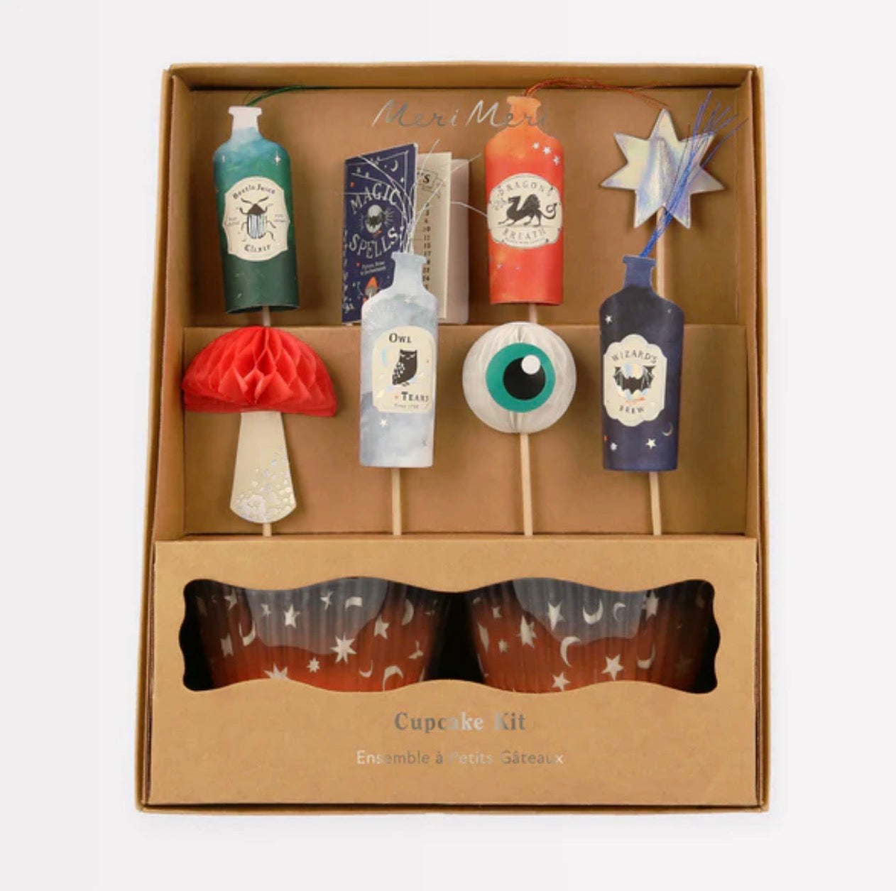 meri meri magic cupcake kit (pack of 24 toppers in 4 designs)