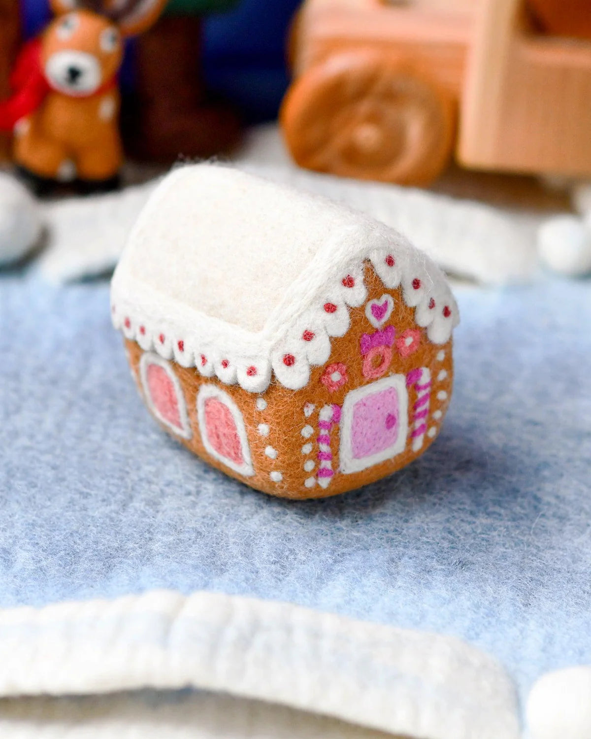 tara treasures felt pink gingerbread house
