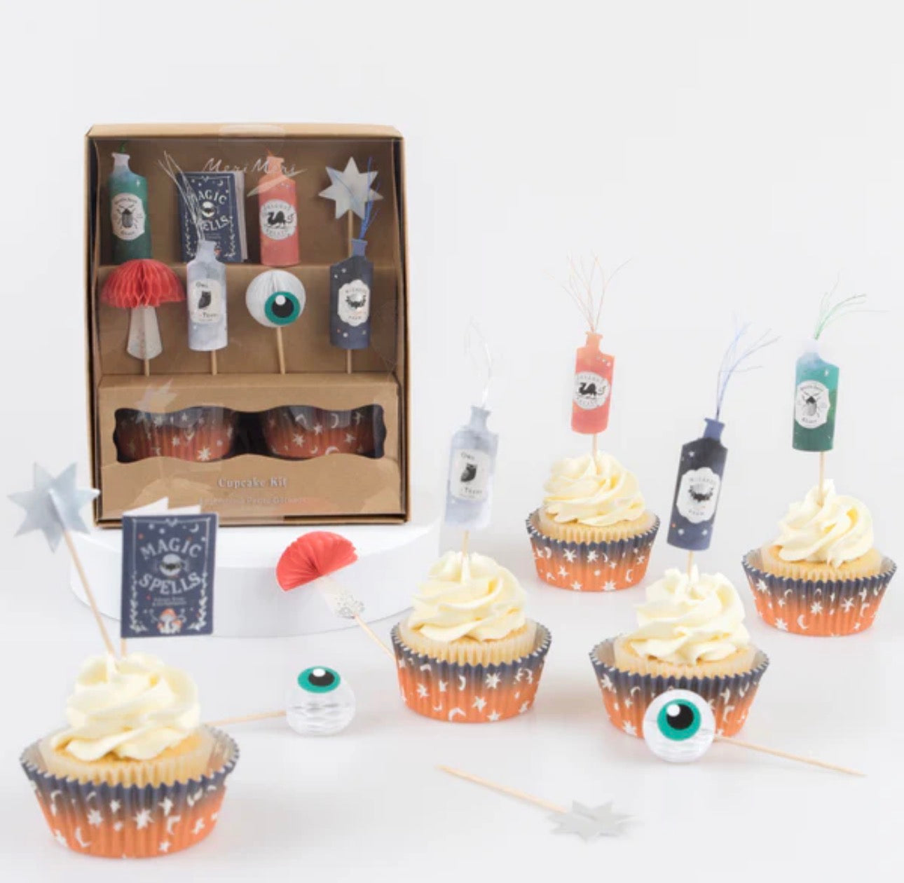 meri meri magic cupcake kit (pack of 24 toppers in 4 designs)