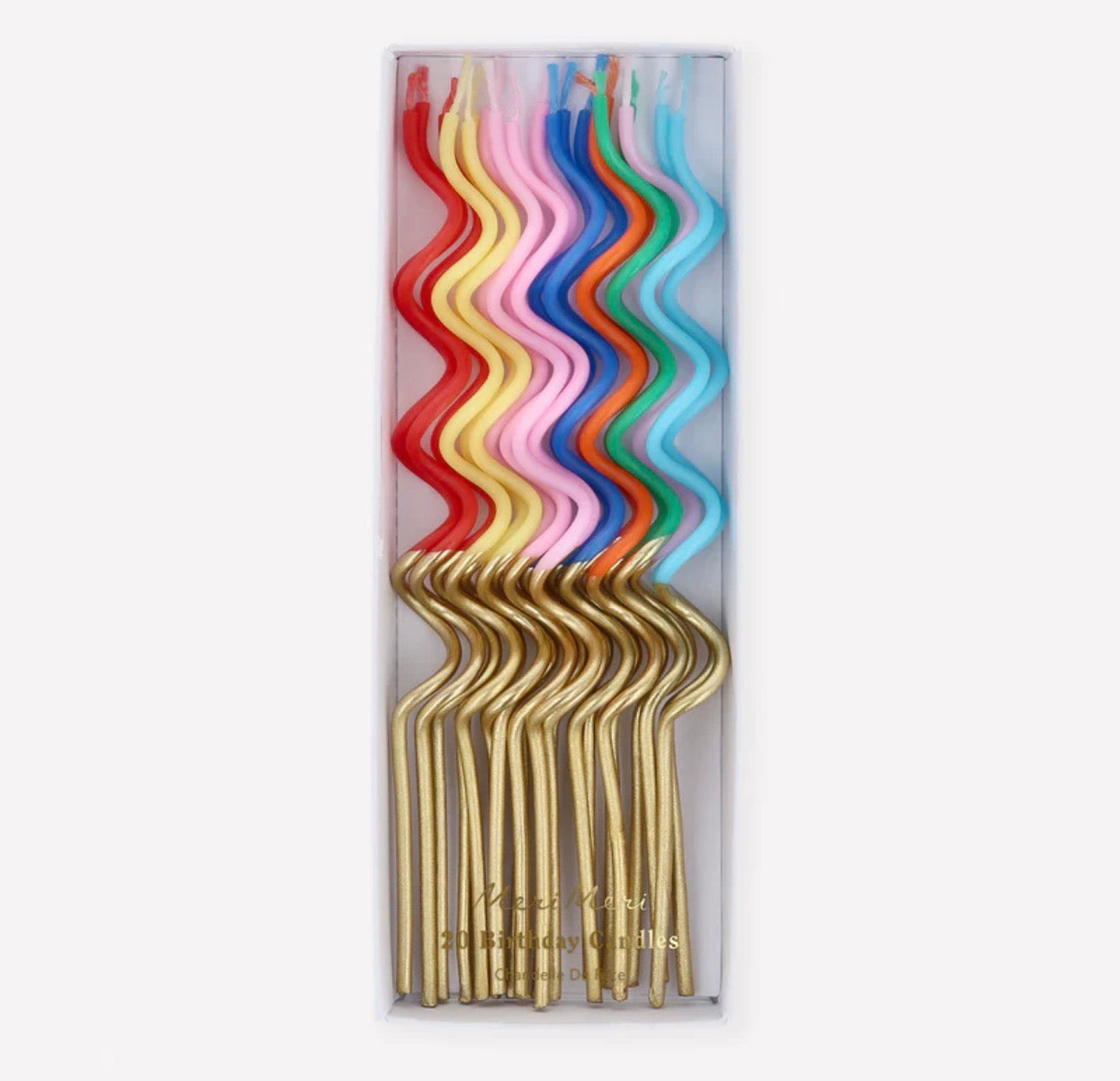 meri meri gold dipped swirly candles (pack of 20 in 8 colours)