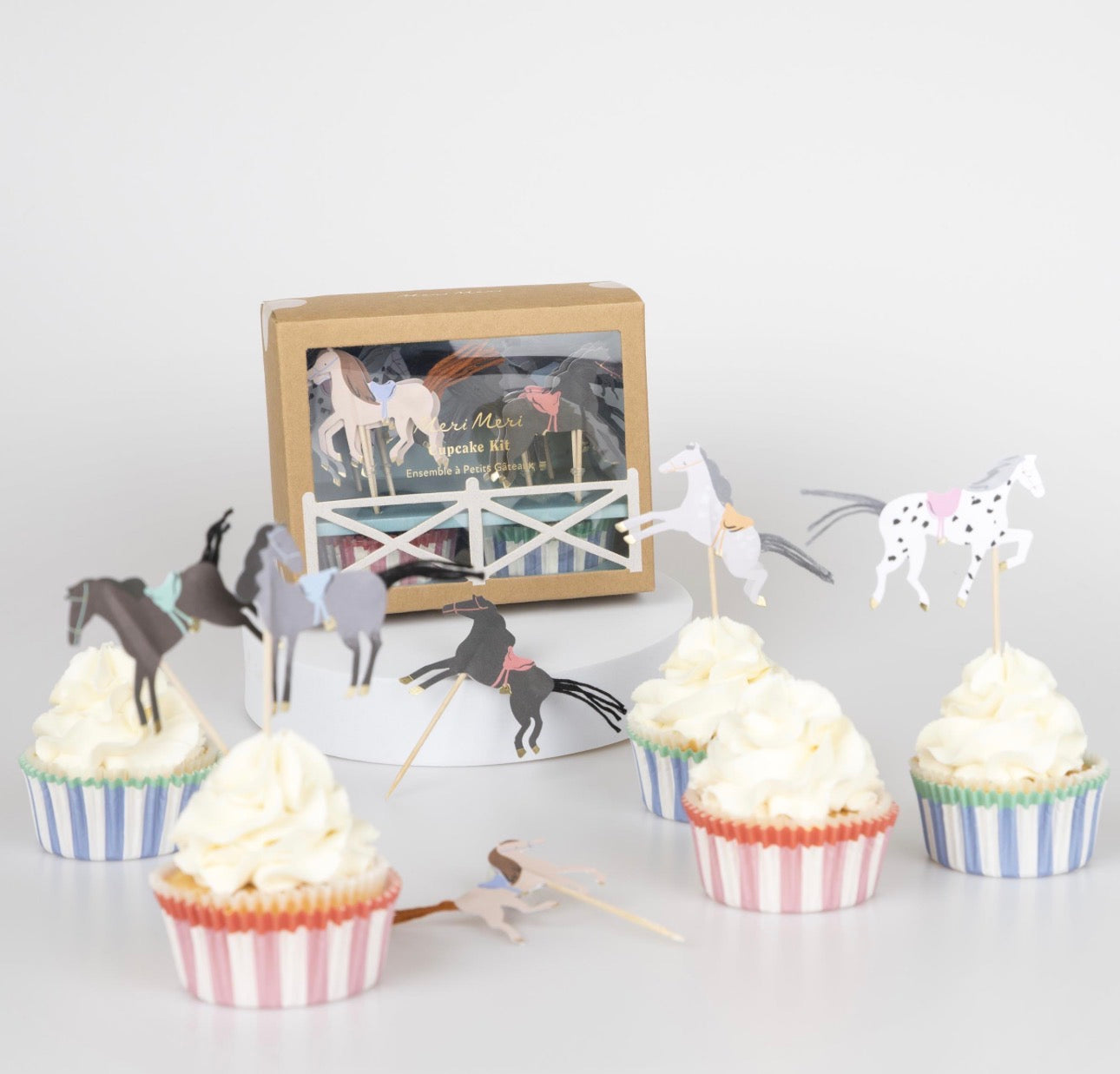 meri meri horse cupcake kit (pack of 24 toppers in 6 designs)