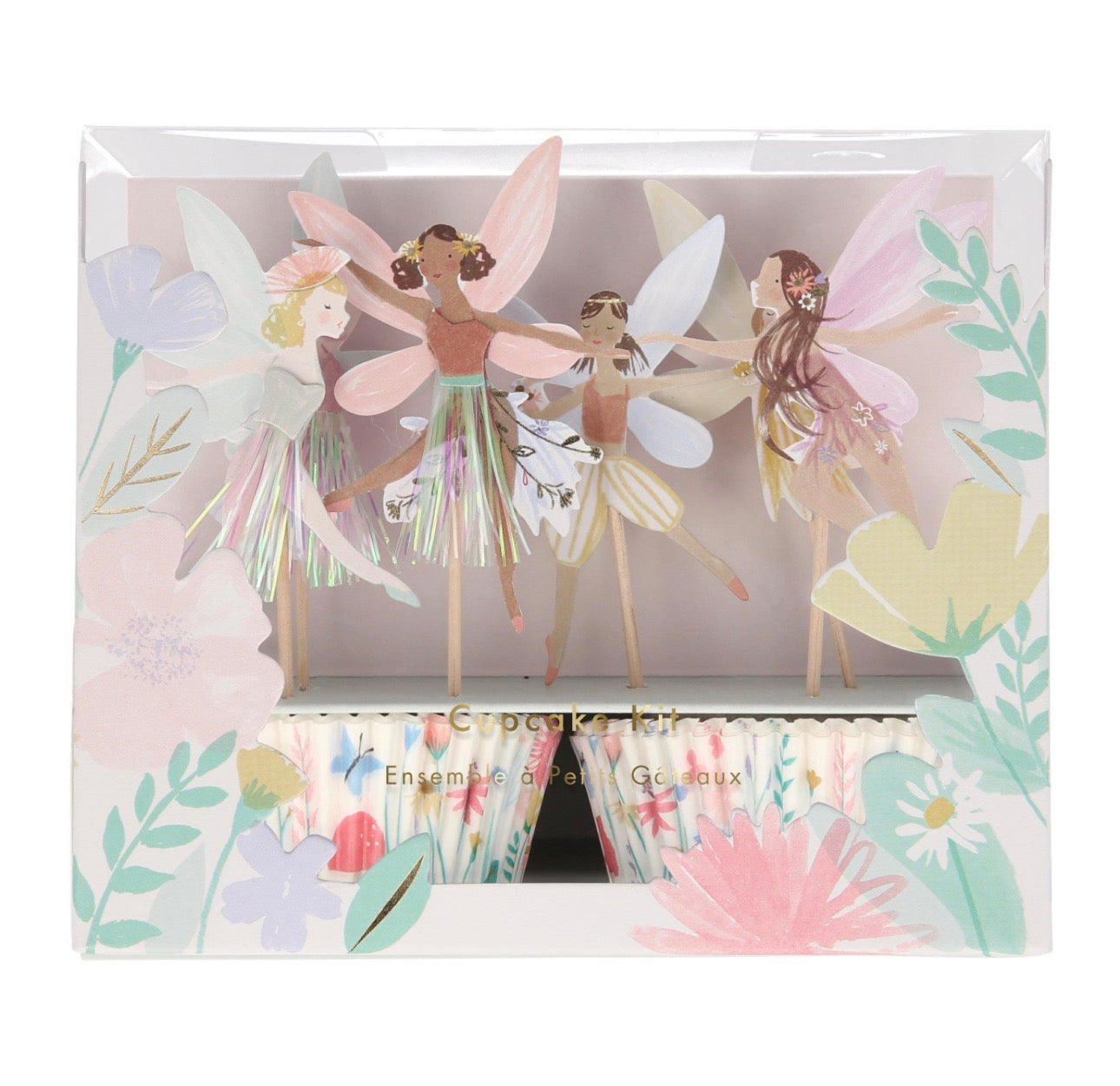 meri meri fairy cupcake kit (pack of 24 toppers in 6 designs)