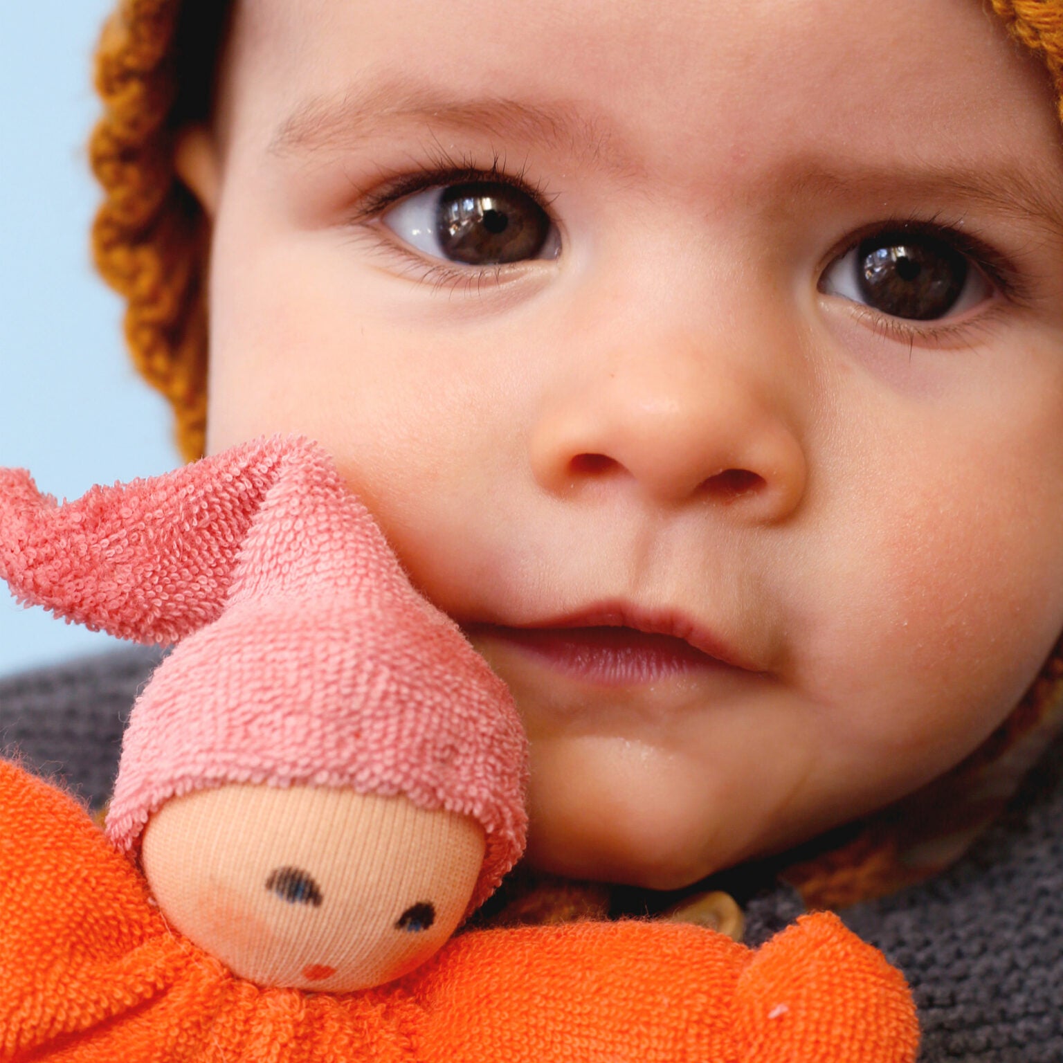 nanchen natur baby gnome rattle - orange - pre order