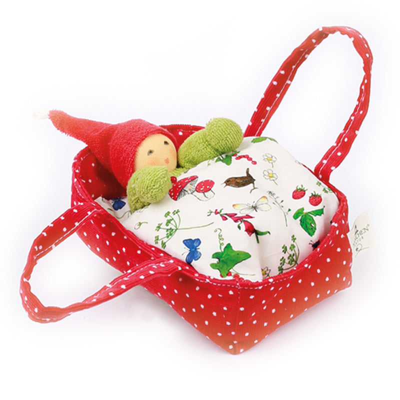 nanchen natur gnome rattle in flower bed - red - pre order