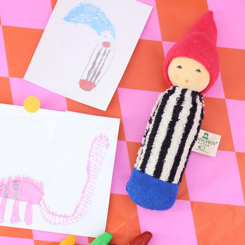 nanchen natur baby pencil rattle - red + blue - pre order