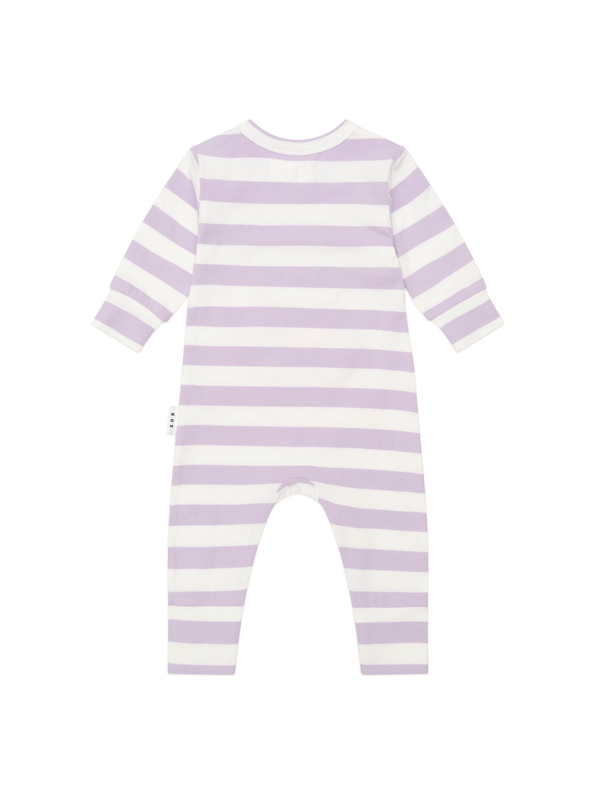 huxbaby college hux orchid stripe romper