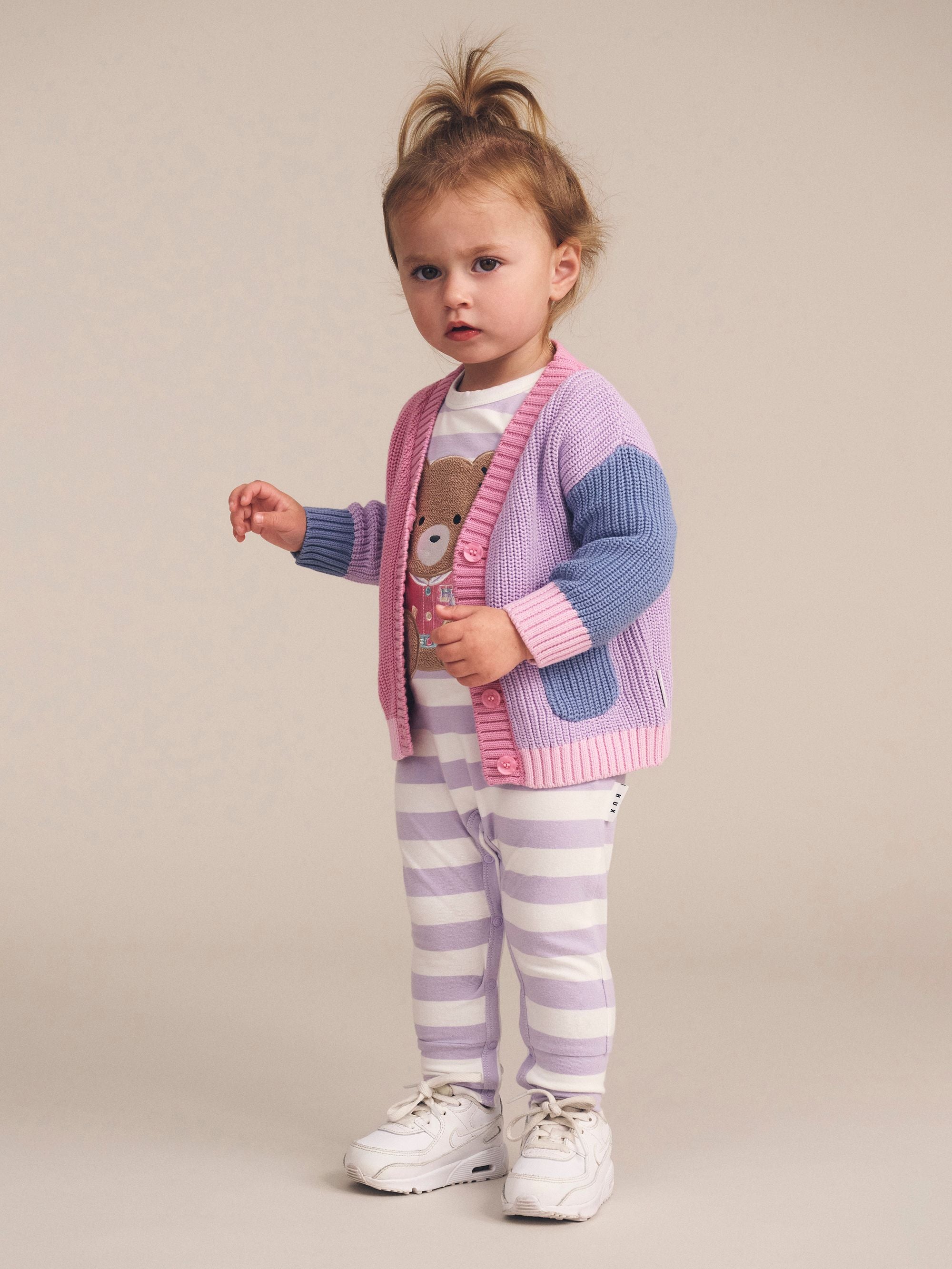 huxbaby college hux orchid stripe romper
