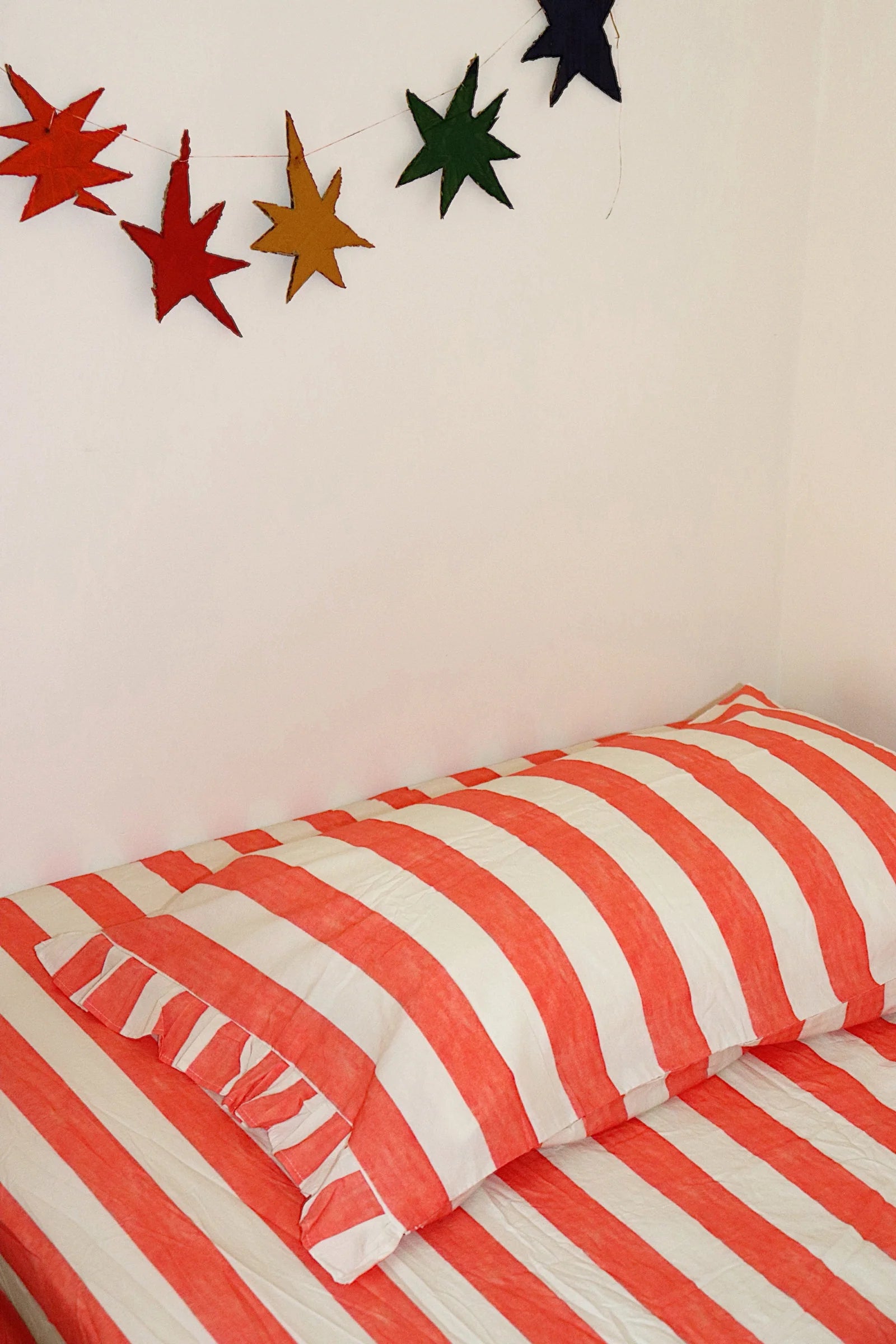play linen cherry stripe fitted sheet set