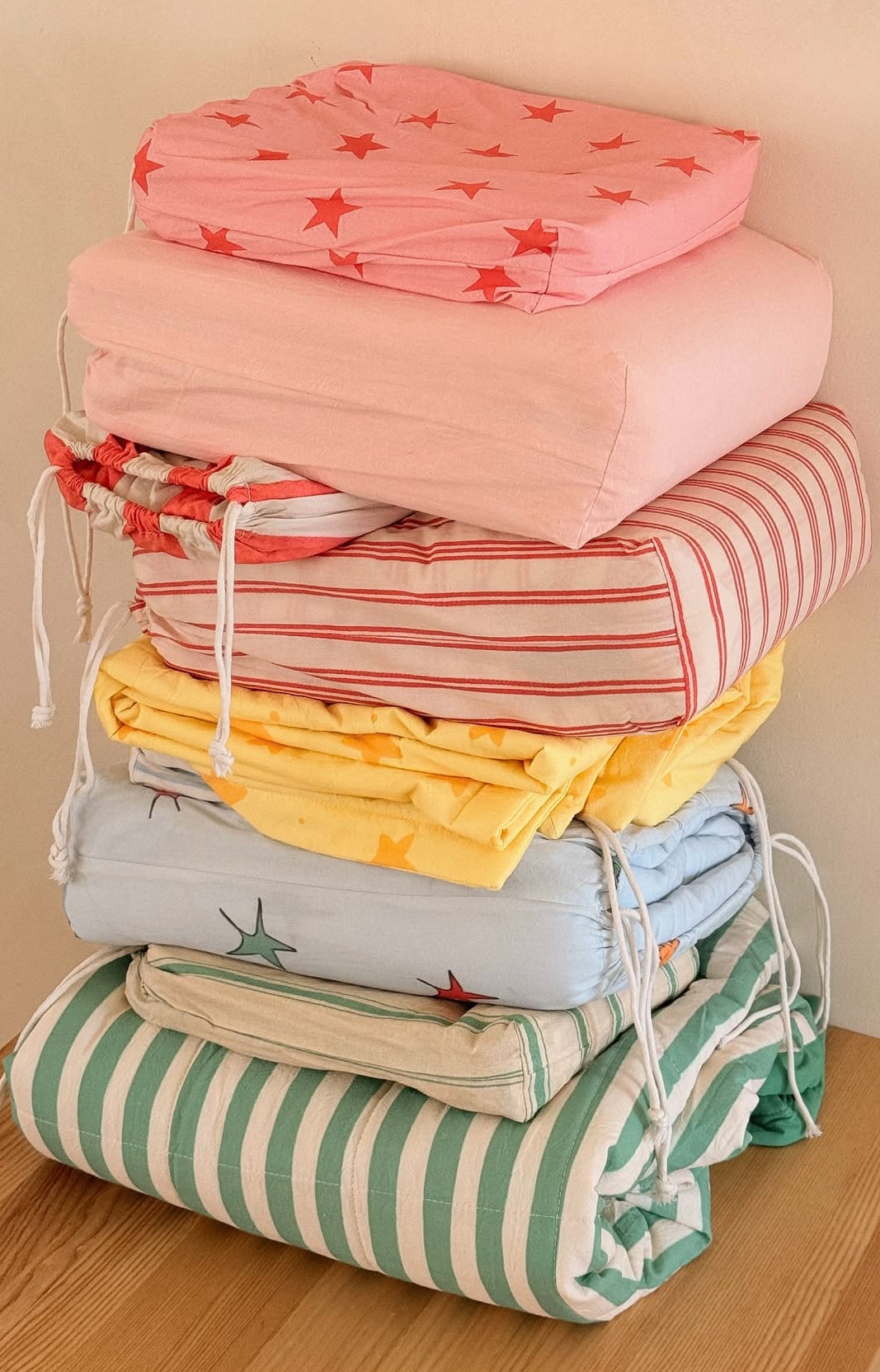 play linen meadow stripe reversible quilt