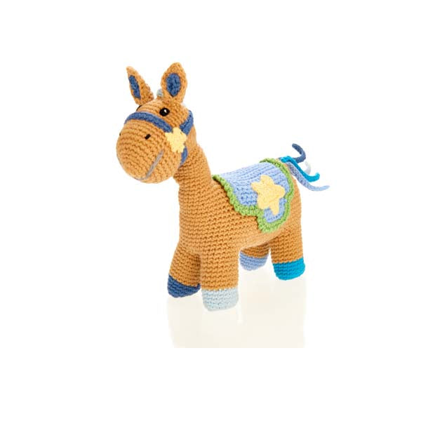 pebble child horse rattle - blue